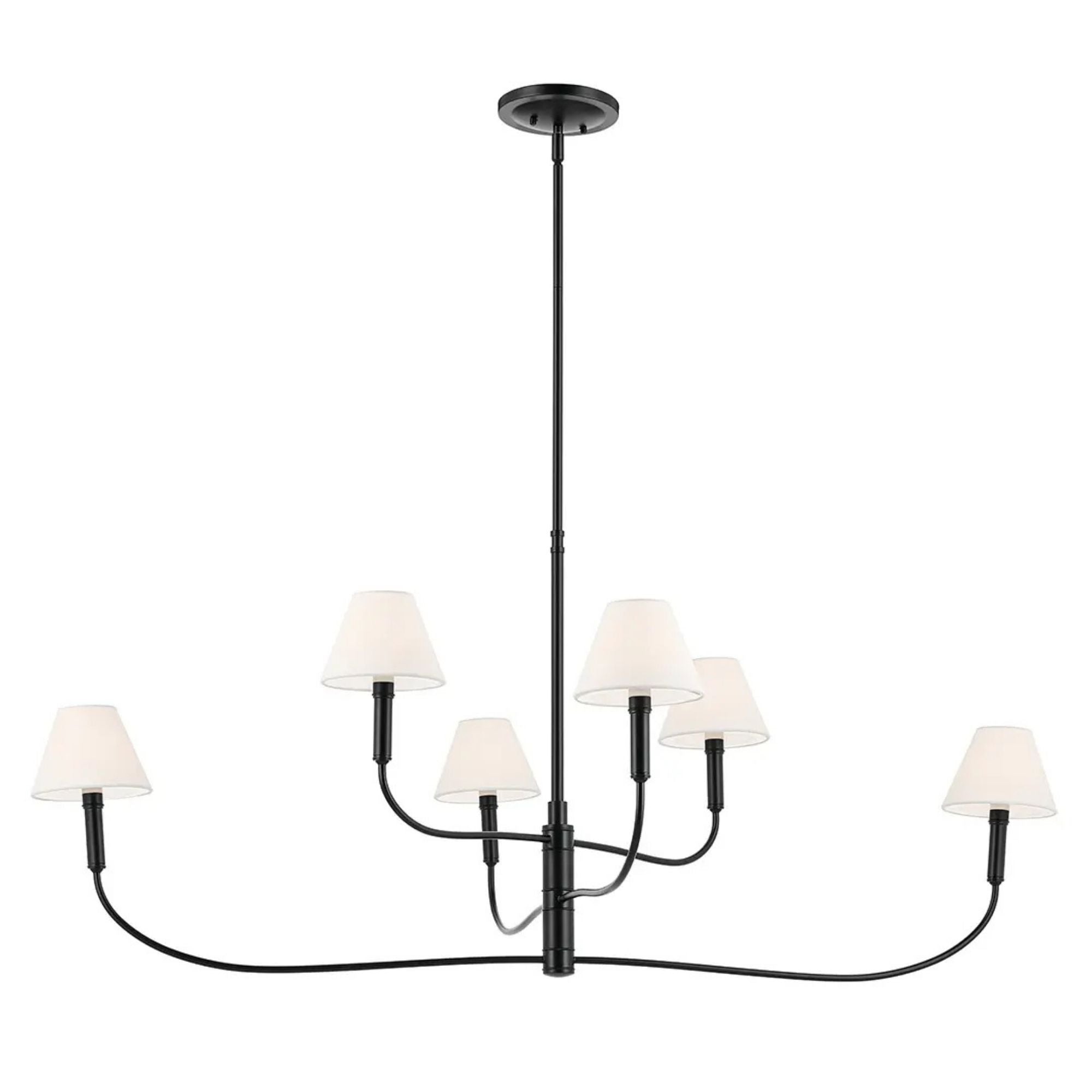 Kichler Eadie 51.5 in. 6-Light Chandelier, Black & Champagne Bronze with Fabric Tapered Shade