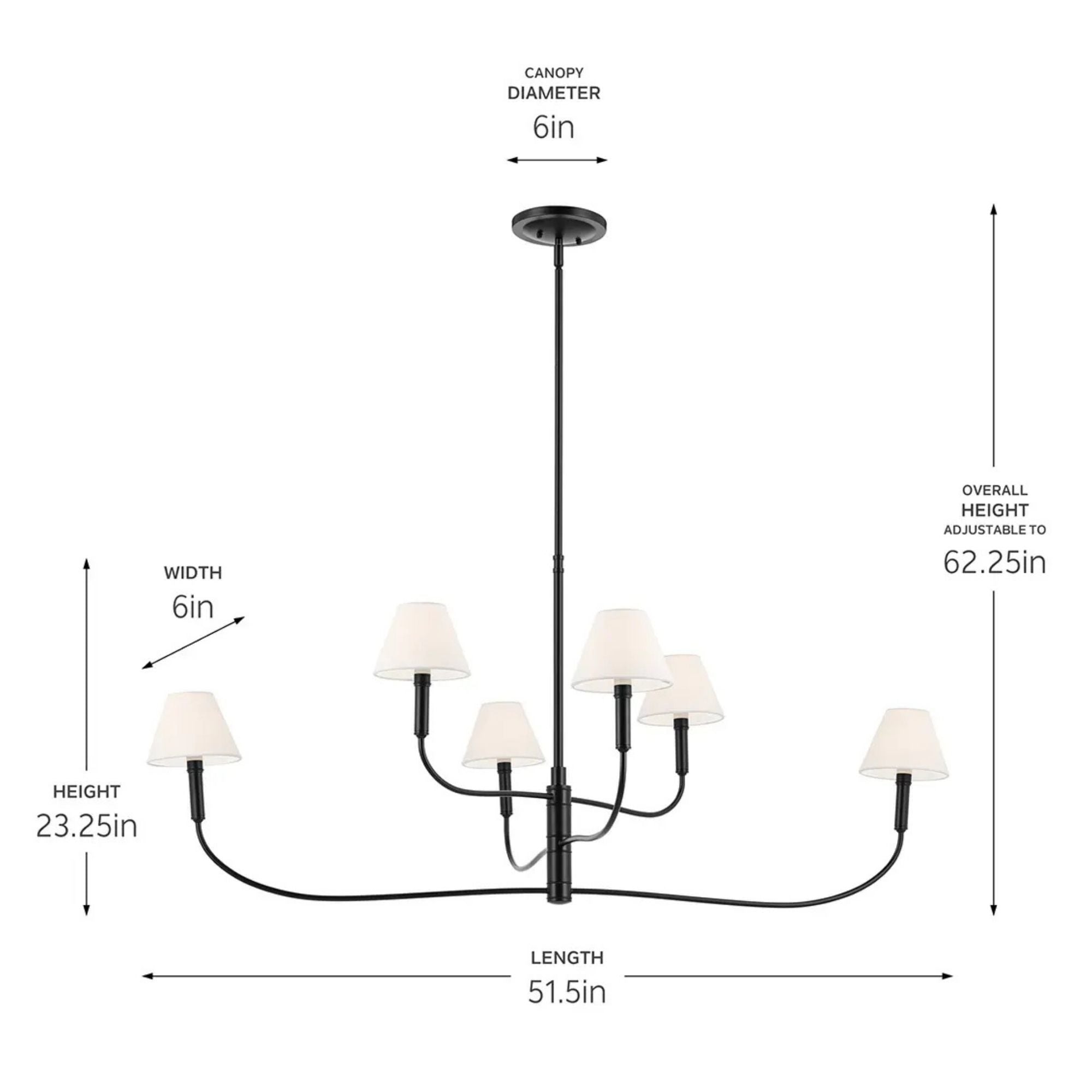 Kichler Eadie 51.5 in. 6-Light Chandelier, Black & Champagne Bronze with Fabric Tapered Shade
