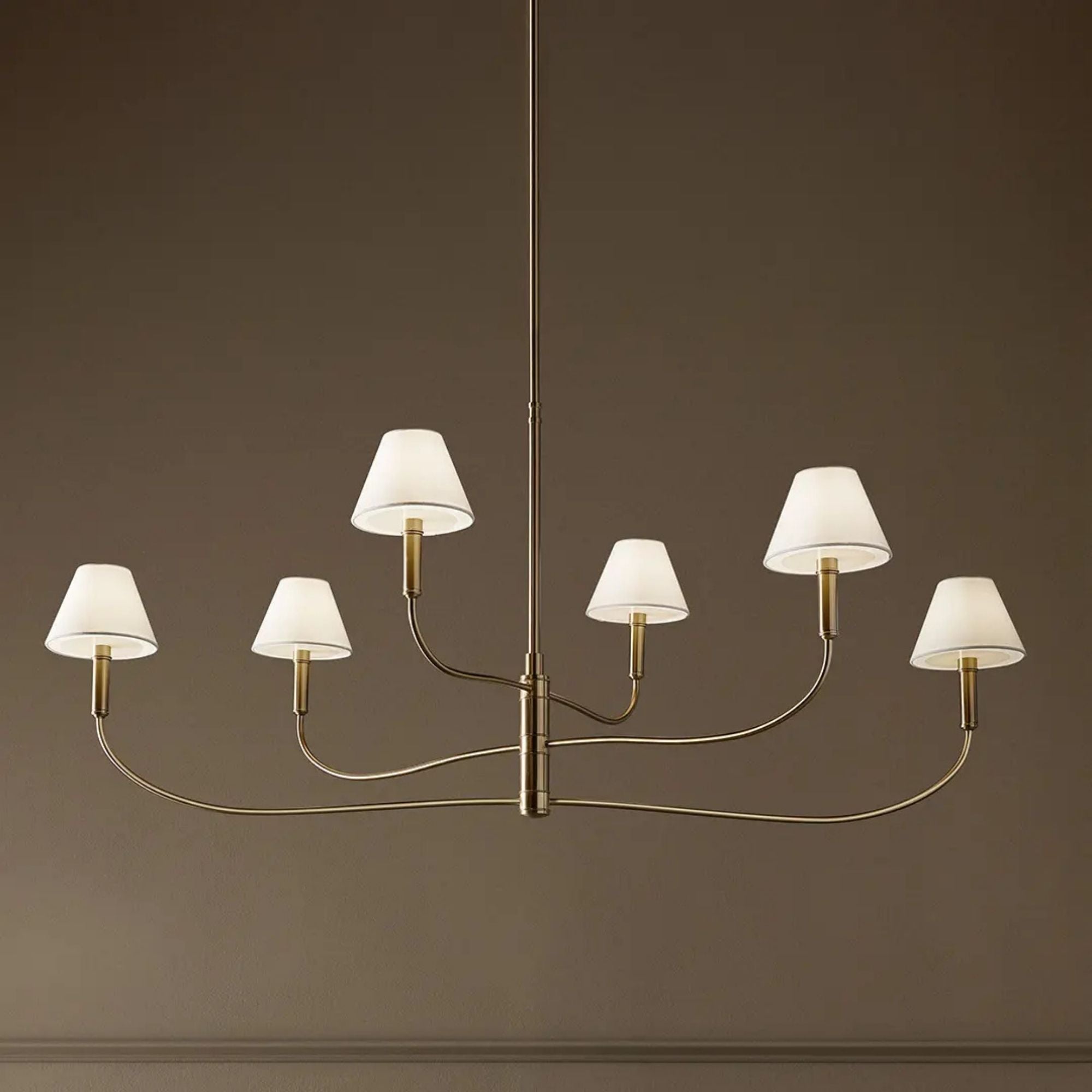 Kichler Eadie 51.5 in. 6-Light Chandelier, Champagne Bronze with Fabric Tapered Shade