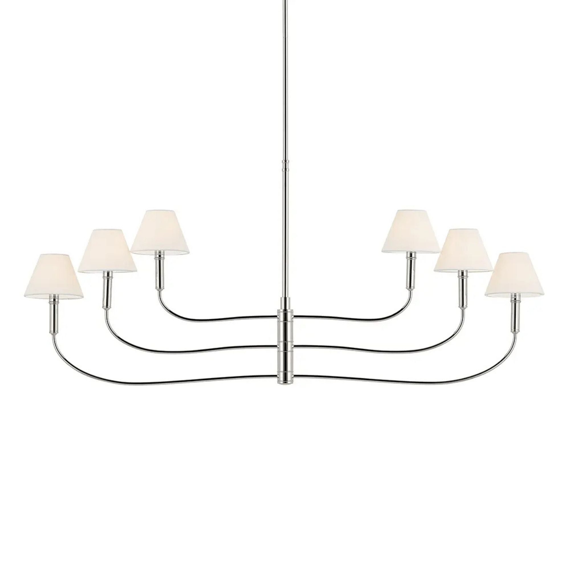 Kichler Eadie 51.5 in. 6-Light Chandelier, Polished Nickel with Fabric Tapered Shade