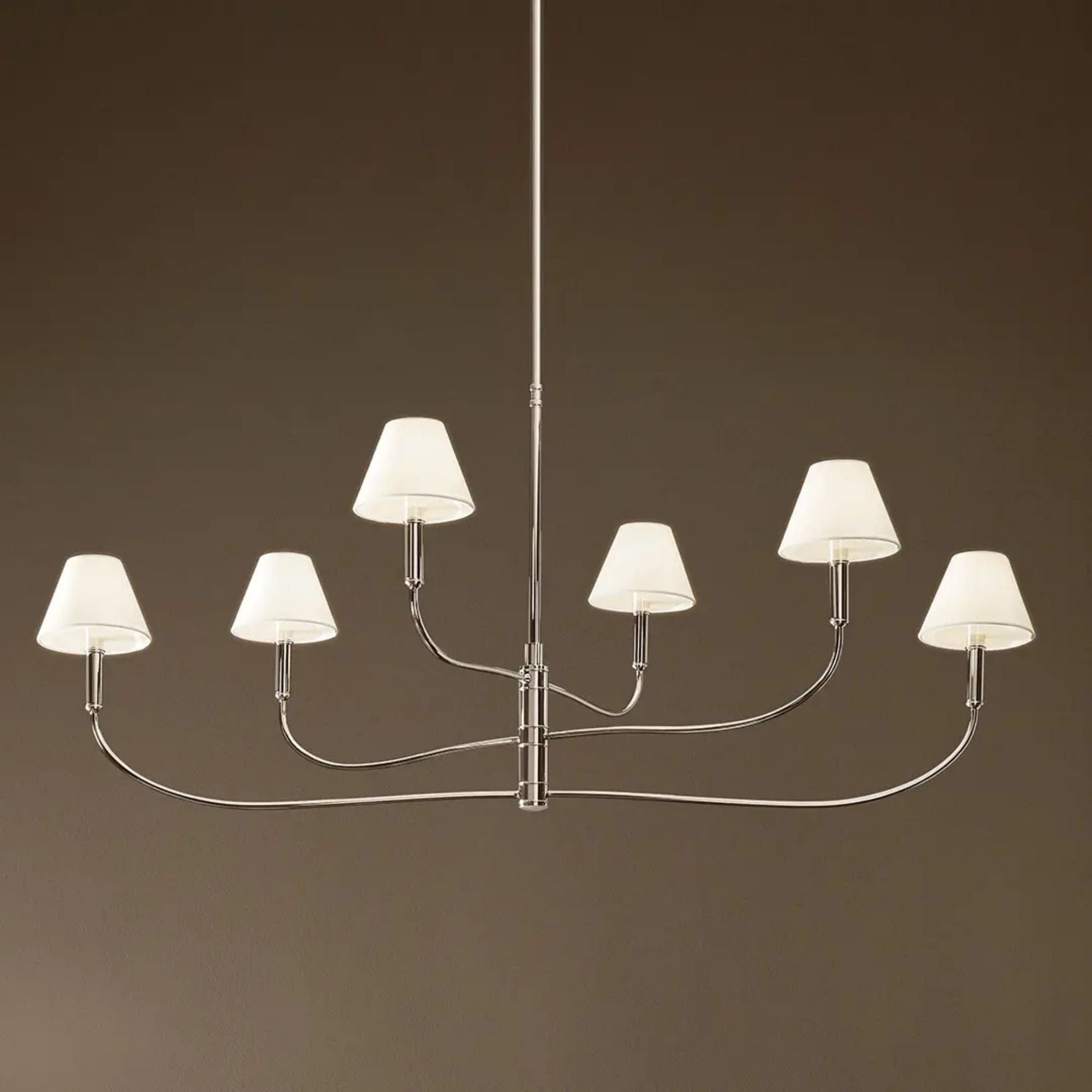 Kichler Eadie 51.5 in. 6-Light Chandelier, Polished Nickel with Fabric Tapered Shade