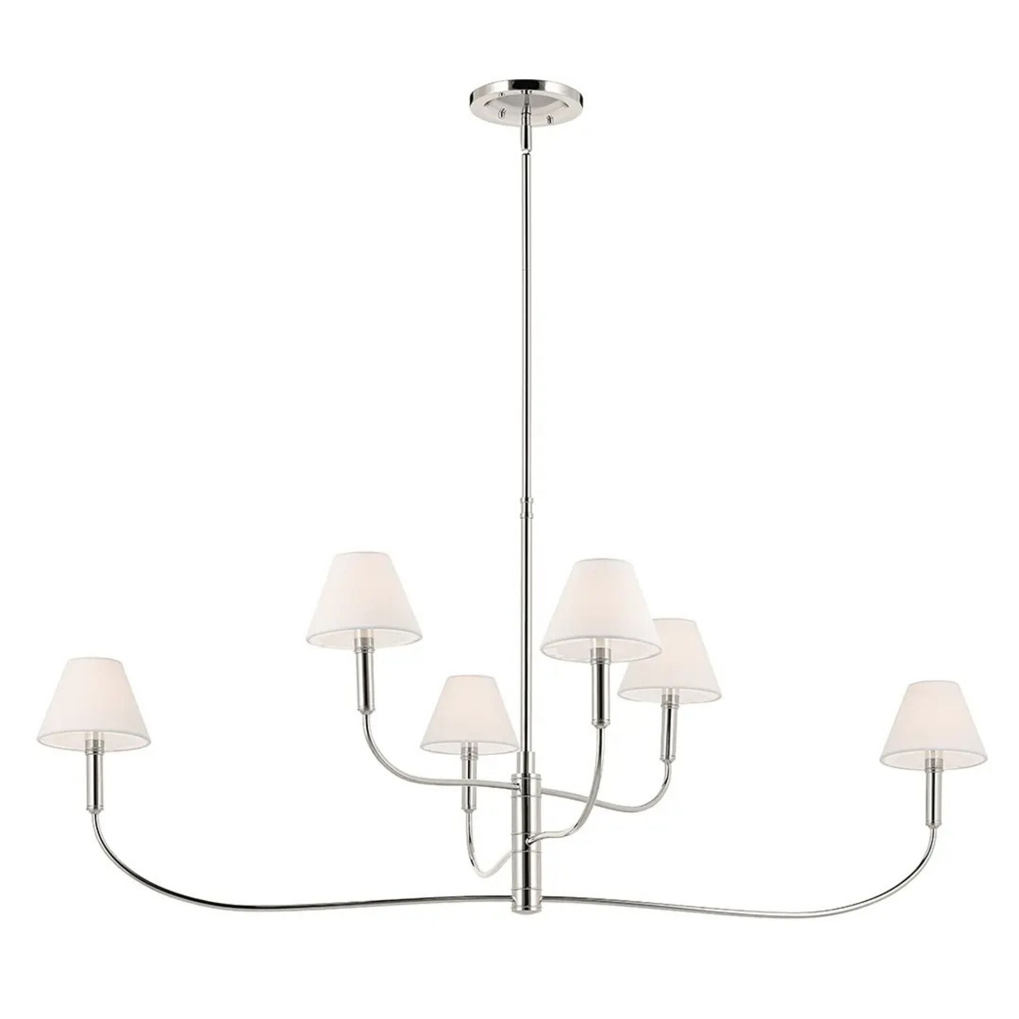 Kichler Eadie 51.5 in. 6-Light Chandelier, Polished Nickel with Fabric Tapered Shade