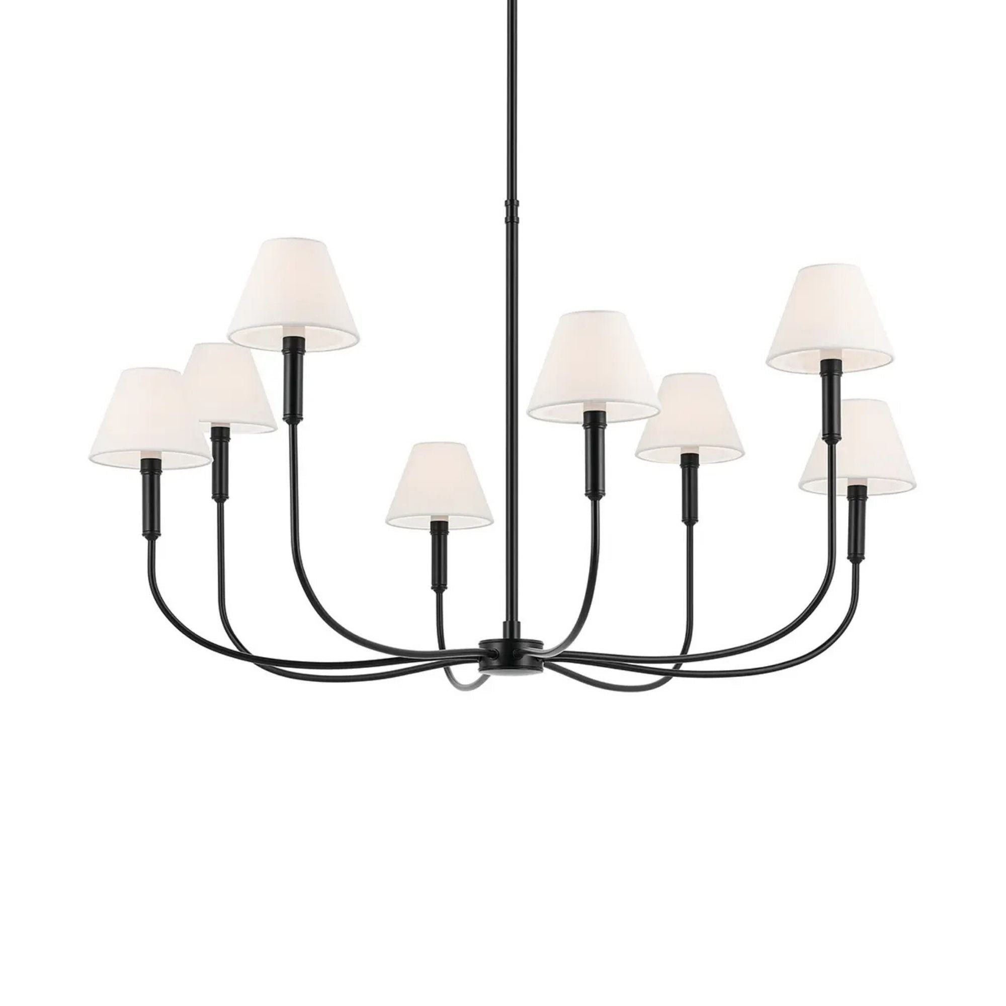 Kichler Eadie 23 in. 8-Light Chandelier, Black & Champagne Bronze with Fabric Tapered Shade