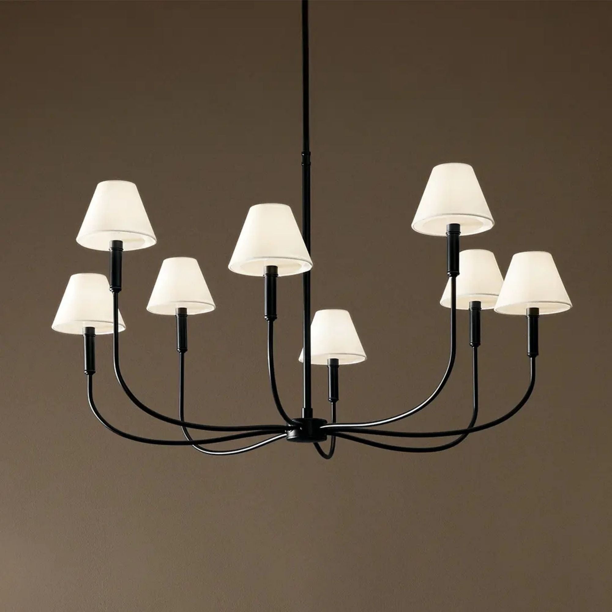 Kichler Eadie 23 in. 8-Light Chandelier, Black & Champagne Bronze with Fabric Tapered Shade