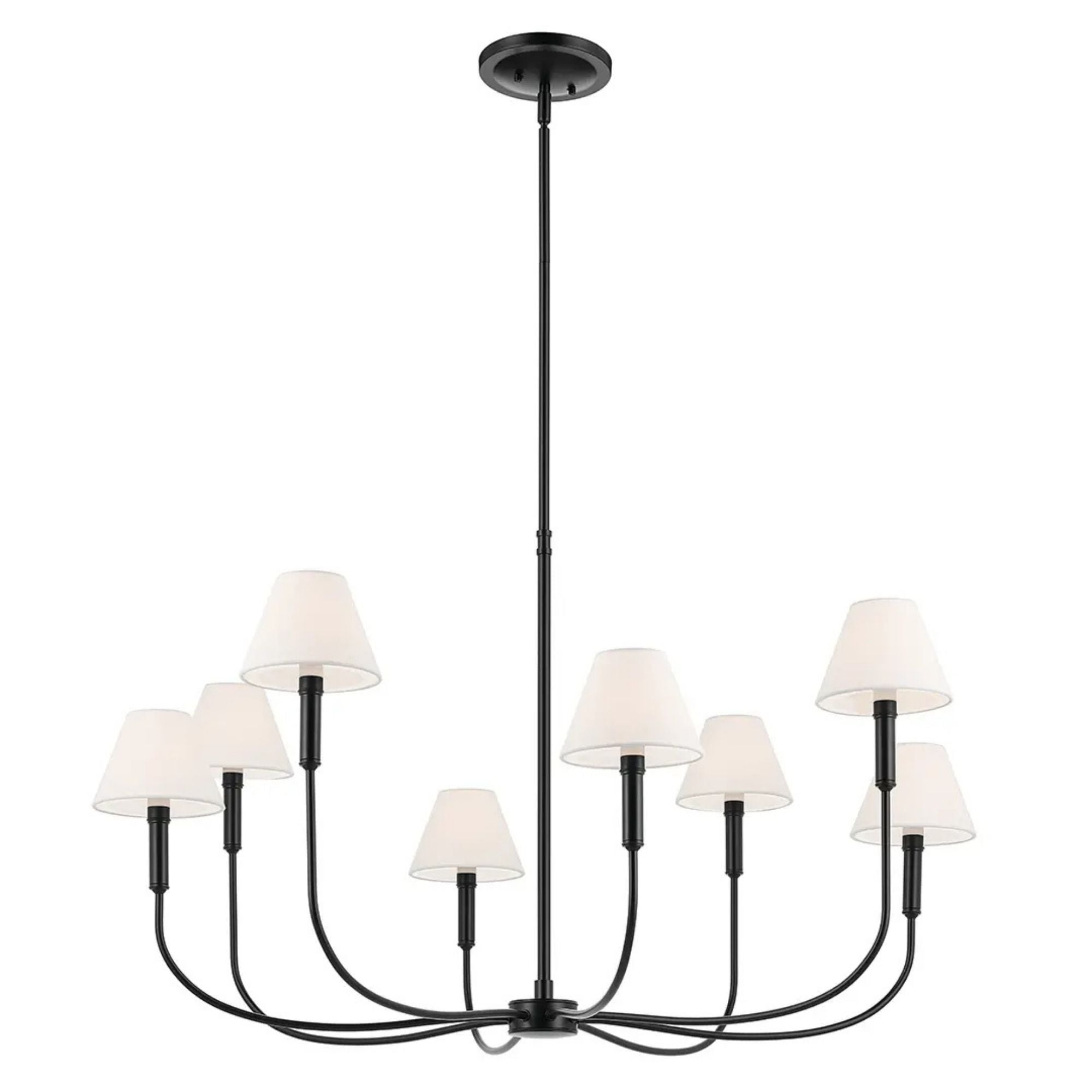 Kichler Eadie 23 in. 8-Light Chandelier, Black & Champagne Bronze with Fabric Tapered Shade