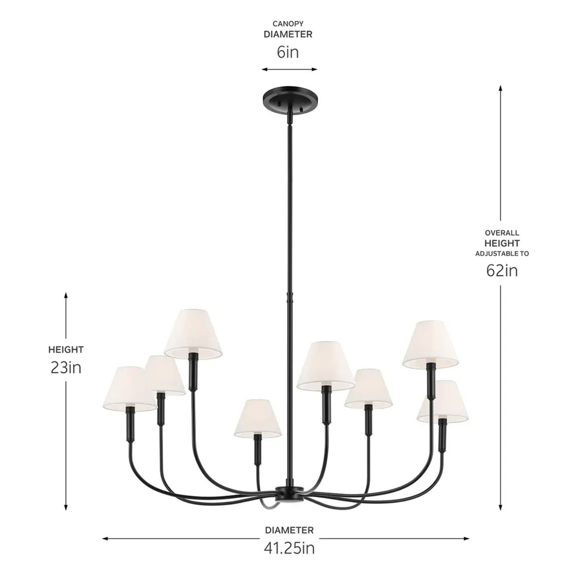Kichler Eadie 23 in. 8-Light Chandelier, Black & Champagne Bronze with Fabric Tapered Shade