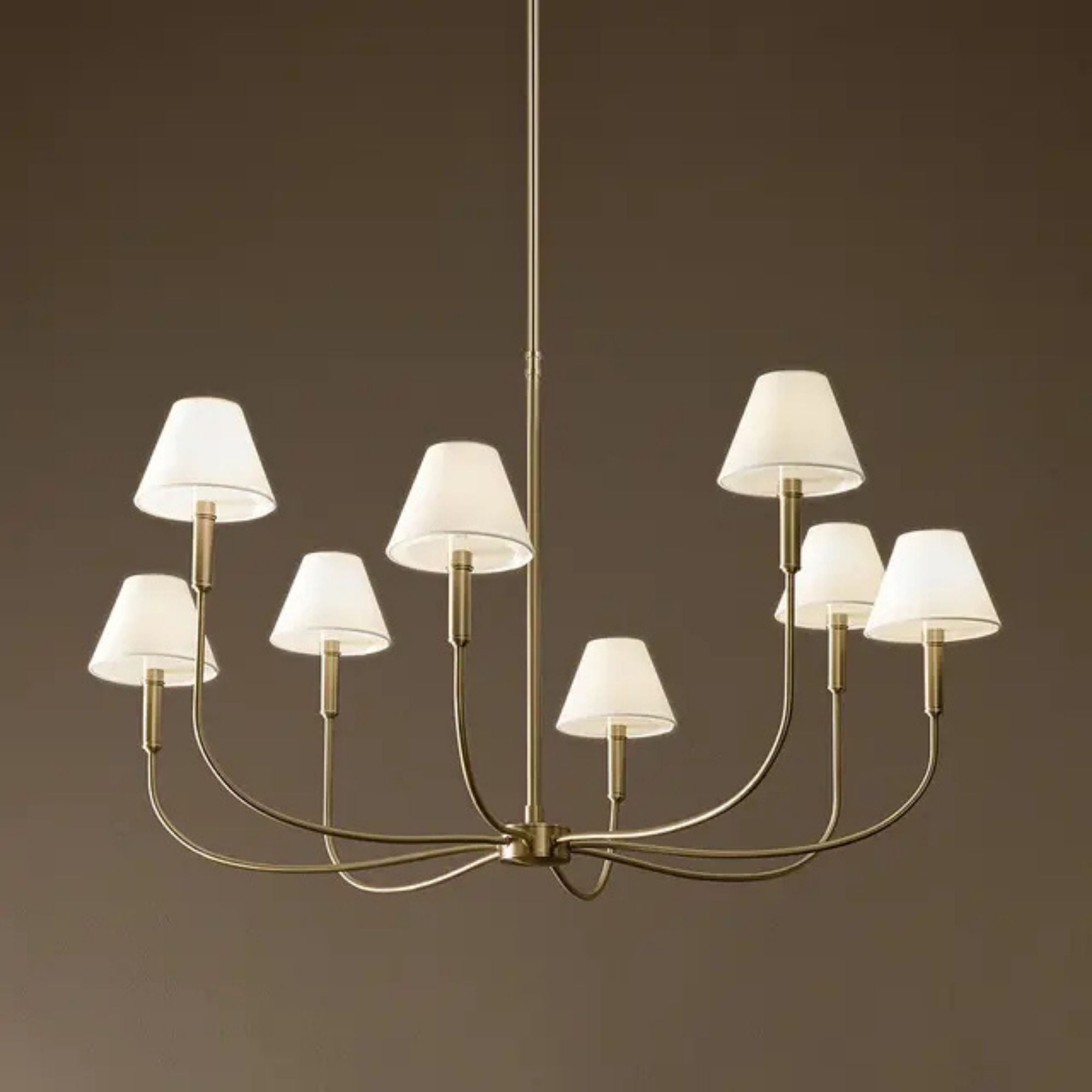 Kichler Eadie 41.25 in. 8-Light Chandelier, Champagne Bronze with Fabric Tapered Shade
