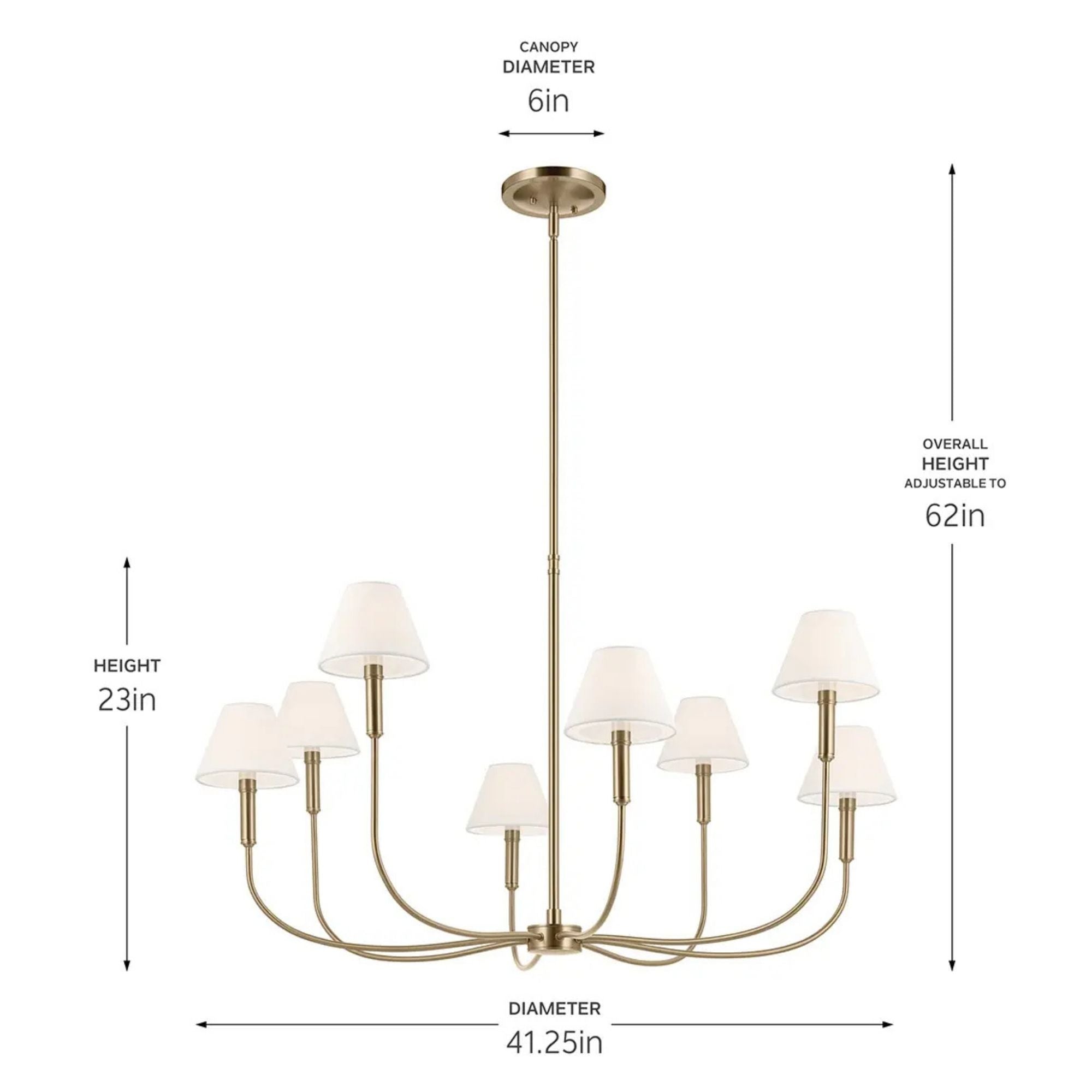 Kichler Eadie 41.25 in. 8-Light Chandelier, Champagne Bronze with Fabric Tapered Shade