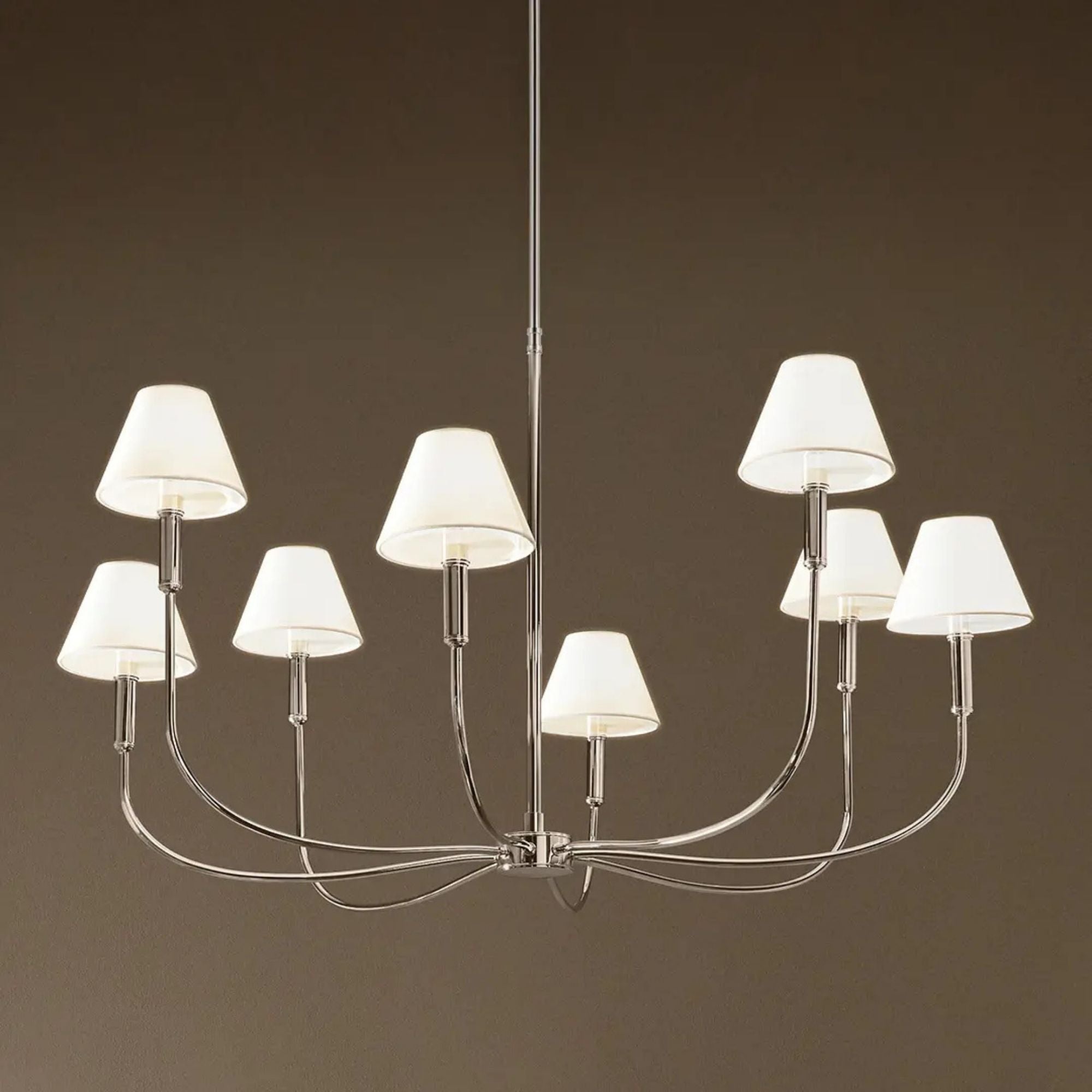Kichler Eadie 41.25 in. 8-Light Chandelier, Polished Nickel with Fabric Tapered Shade