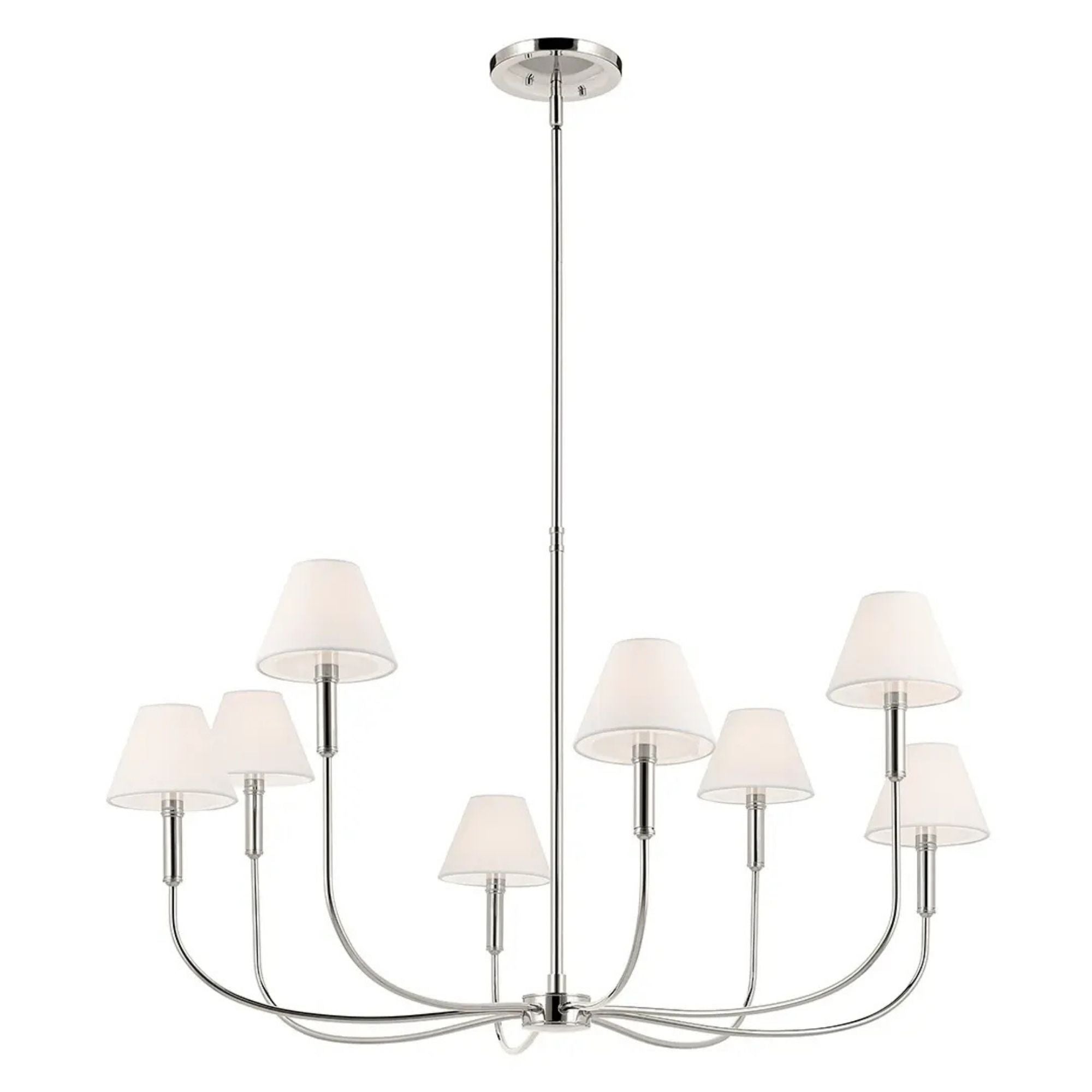 Kichler Eadie 41.25 in. 8-Light Chandelier, Polished Nickel with Fabric Tapered Shade