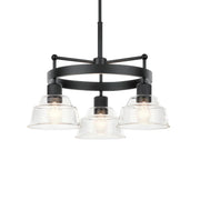 Kichler Eastmont 23.25 in. 3-Light Chandelier, Black & Walnut Wood with Clear Glass