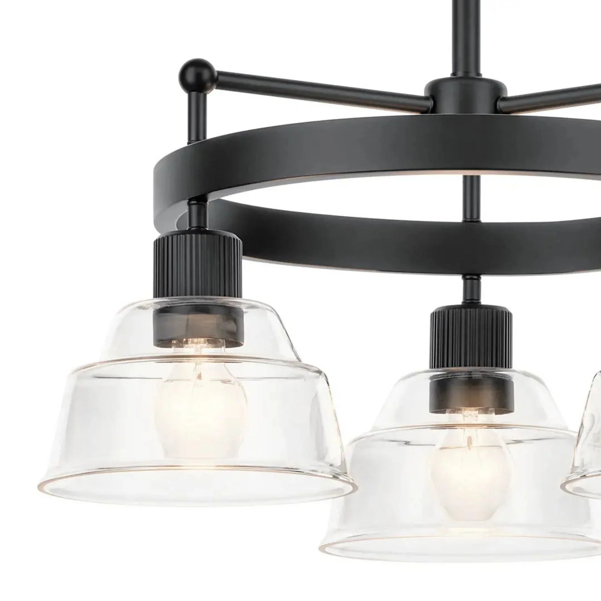 Kichler Eastmont 23.25 in. 3-Light Chandelier, Black & Walnut Wood with Clear Glass