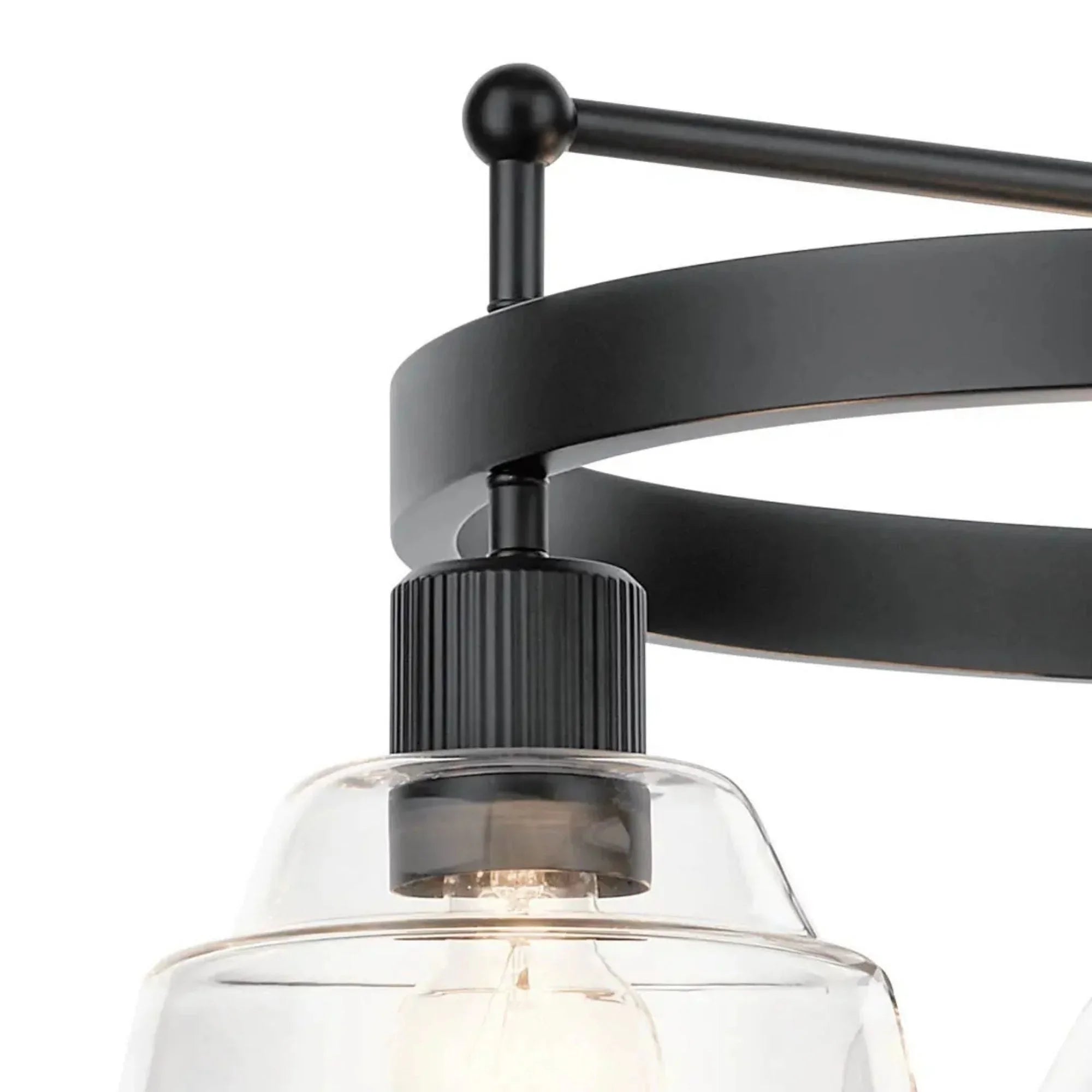 Kichler Eastmont 23.25 in. 3-Light Chandelier, Black & Walnut Wood with Clear Glass