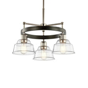 Kichler Eastmont 23 in. 3-Light Chandelier, Polished Nickel & Walnut Wood with Clear Glass