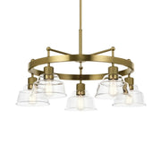 Kichler Eastmont 31.5 in. 5-Light Chandelier, Brushed Natural Brass & Walnut Wood