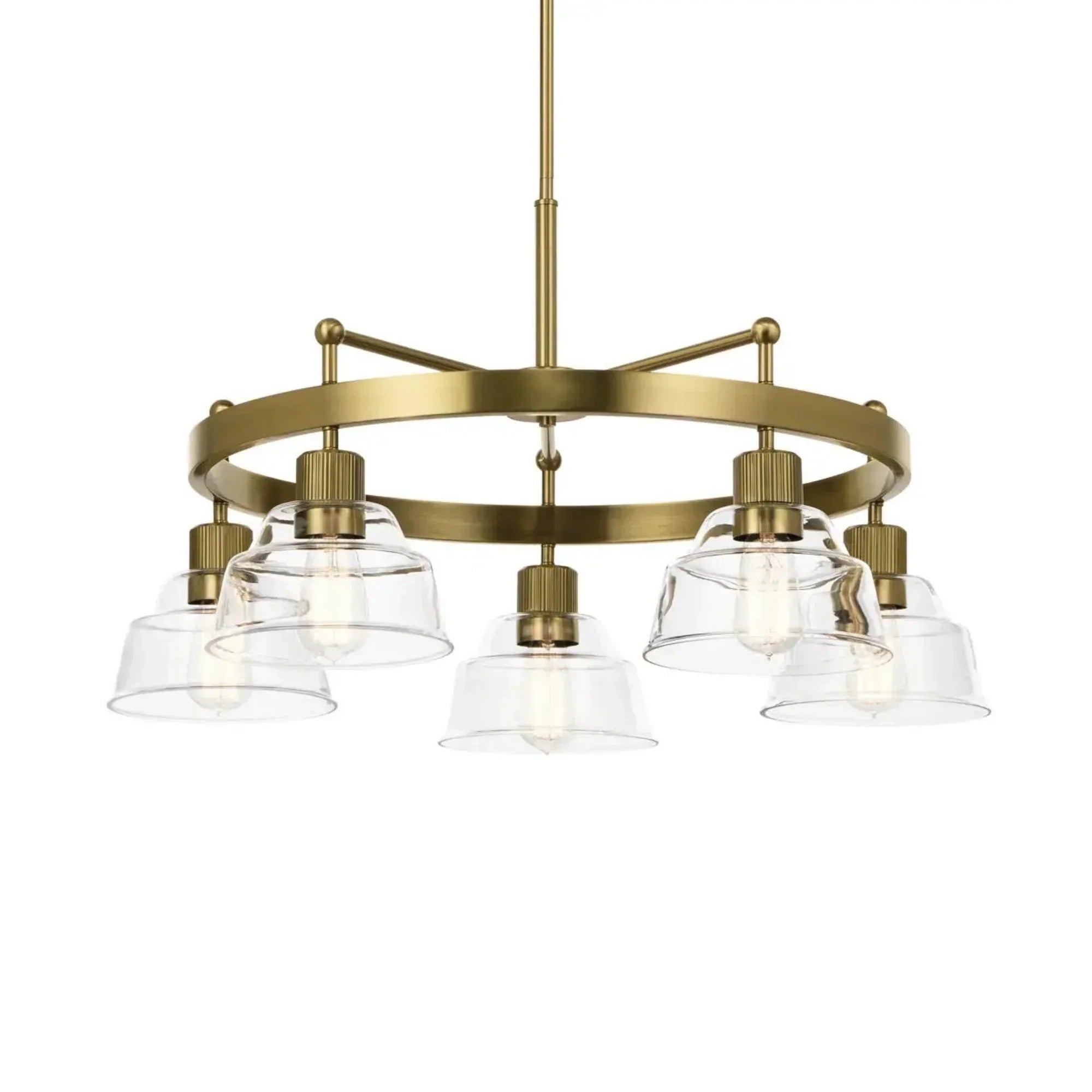 Kichler Eastmont 31.5 in. 5-Light Chandelier, Brushed Natural Brass & Walnut Wood