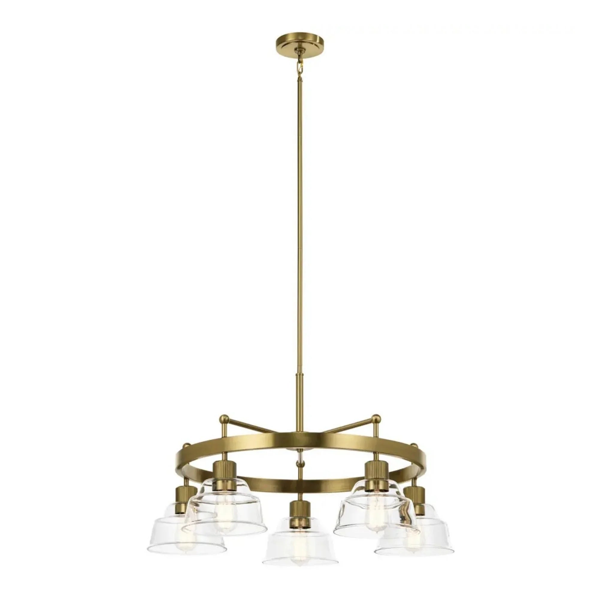 Kichler Eastmont 31.5 in. 5-Light Chandelier, Brushed Natural Brass & Walnut Wood