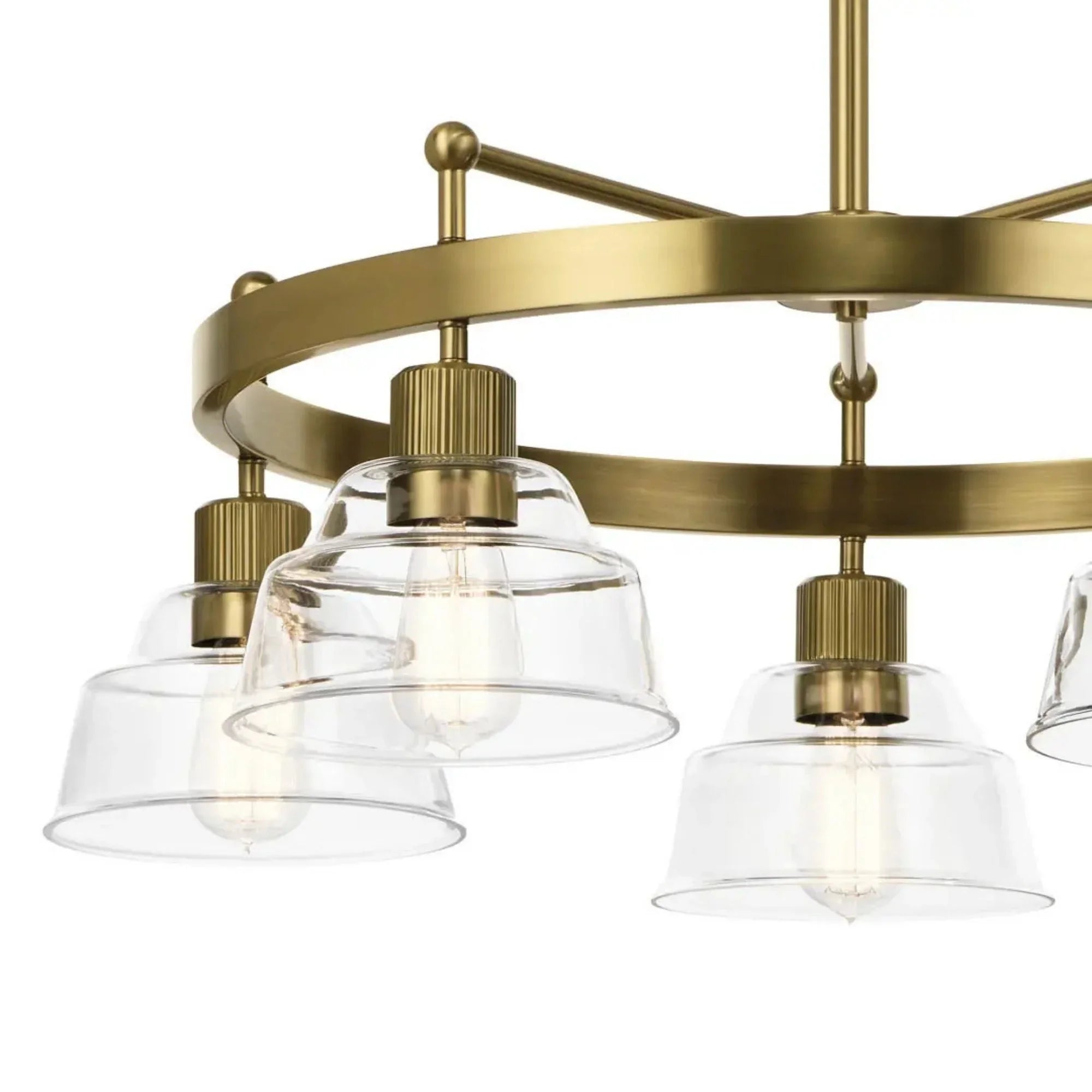 Kichler Eastmont 31.5 in. 5-Light Chandelier, Brushed Natural Brass & Walnut Wood