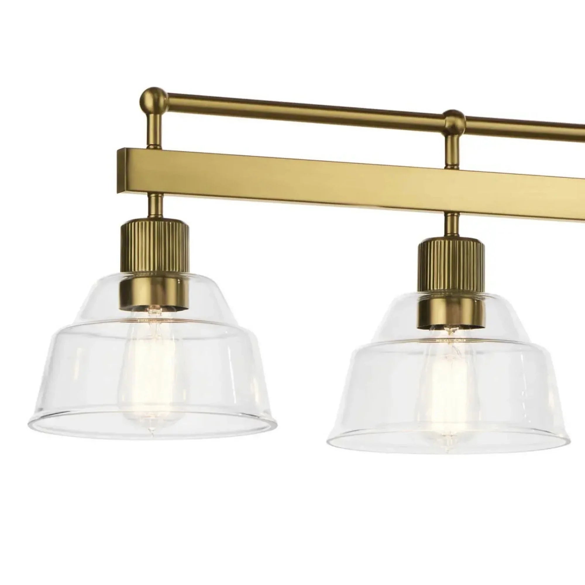 Kichler Eastmont 50 in. 5-Light Linear Chandelier, Brushed Natural Brass & Walnut Wood