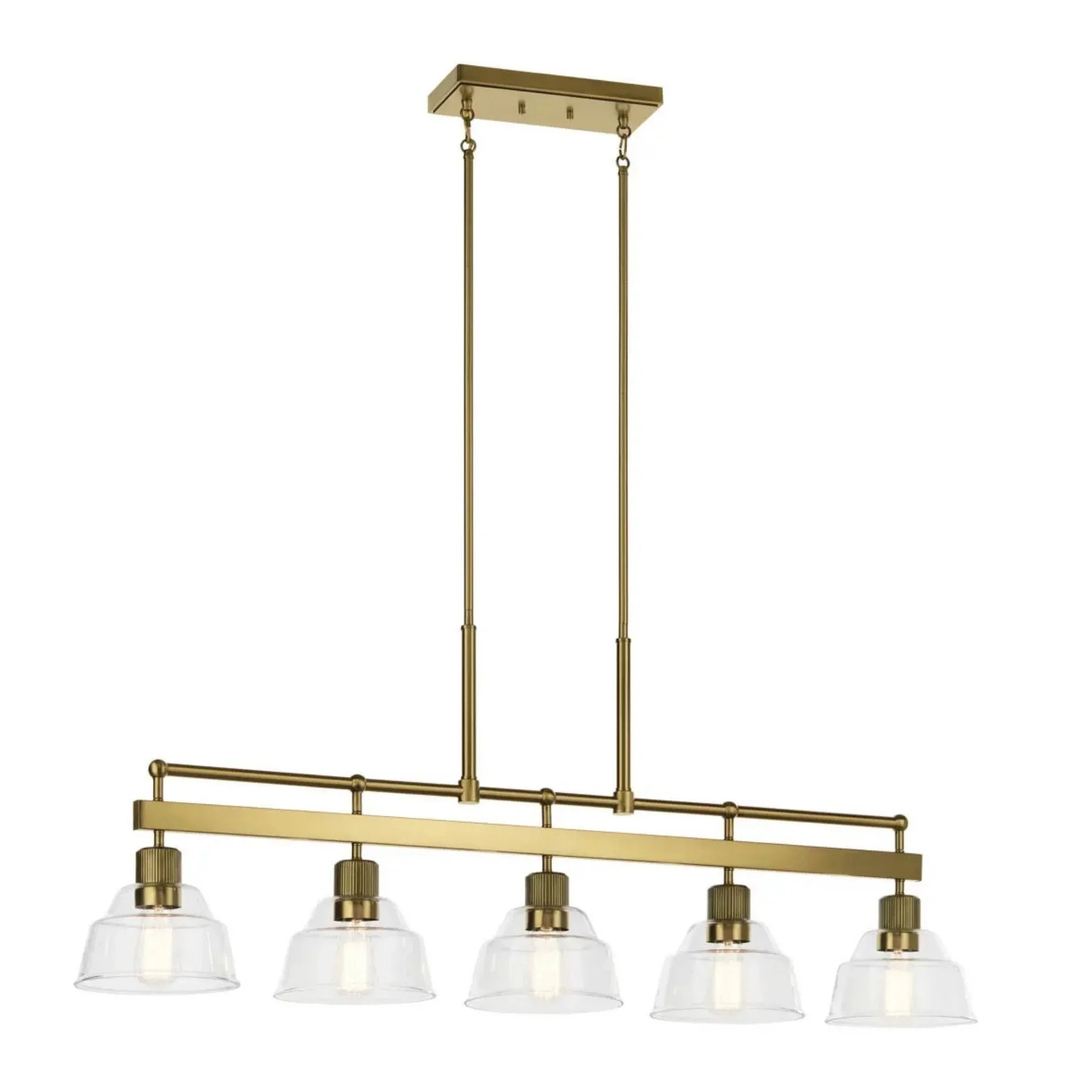 Kichler Eastmont 50 in. 5-Light Linear Chandelier, Brushed Natural Brass & Walnut Wood