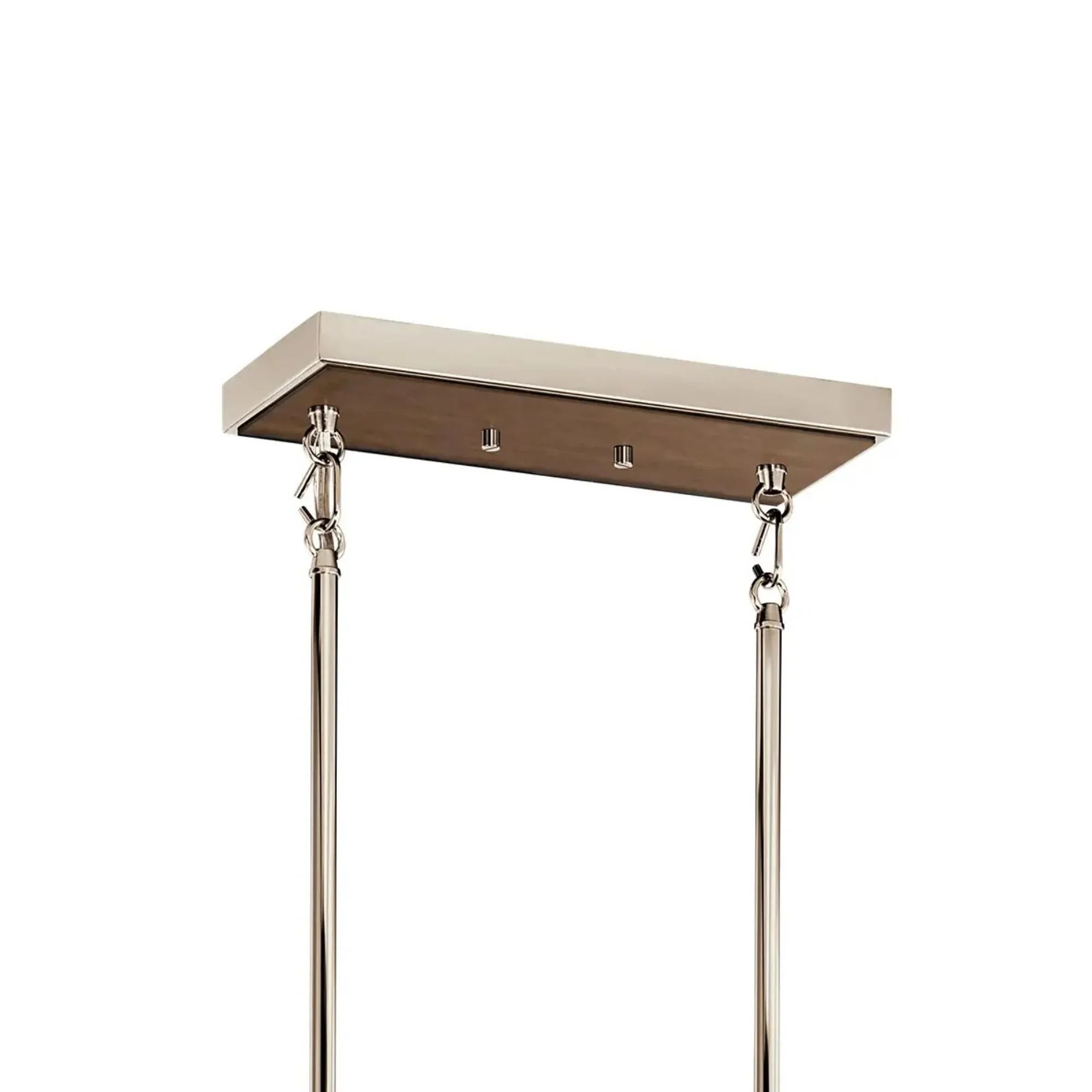 Kichler Eastmont 50 in. 5-Light Linear Chandelier, Polished Nickel & Walnut Wood with Clear Glass