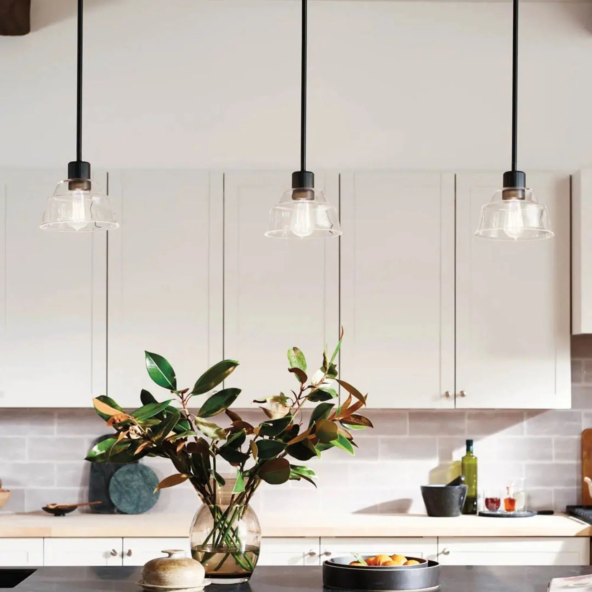 Kichler Eastmont 7.25 in. Mini Pendant, Black with Clear Glass