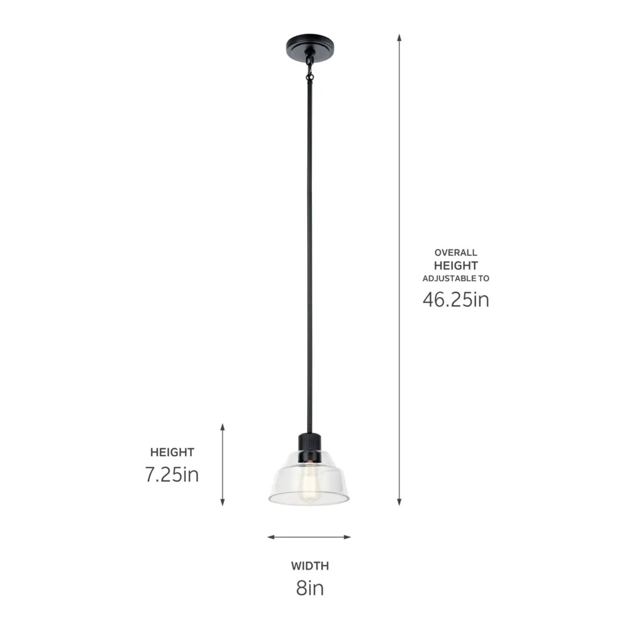Kichler Eastmont 7.25 in. Mini Pendant, Black with Clear Glass