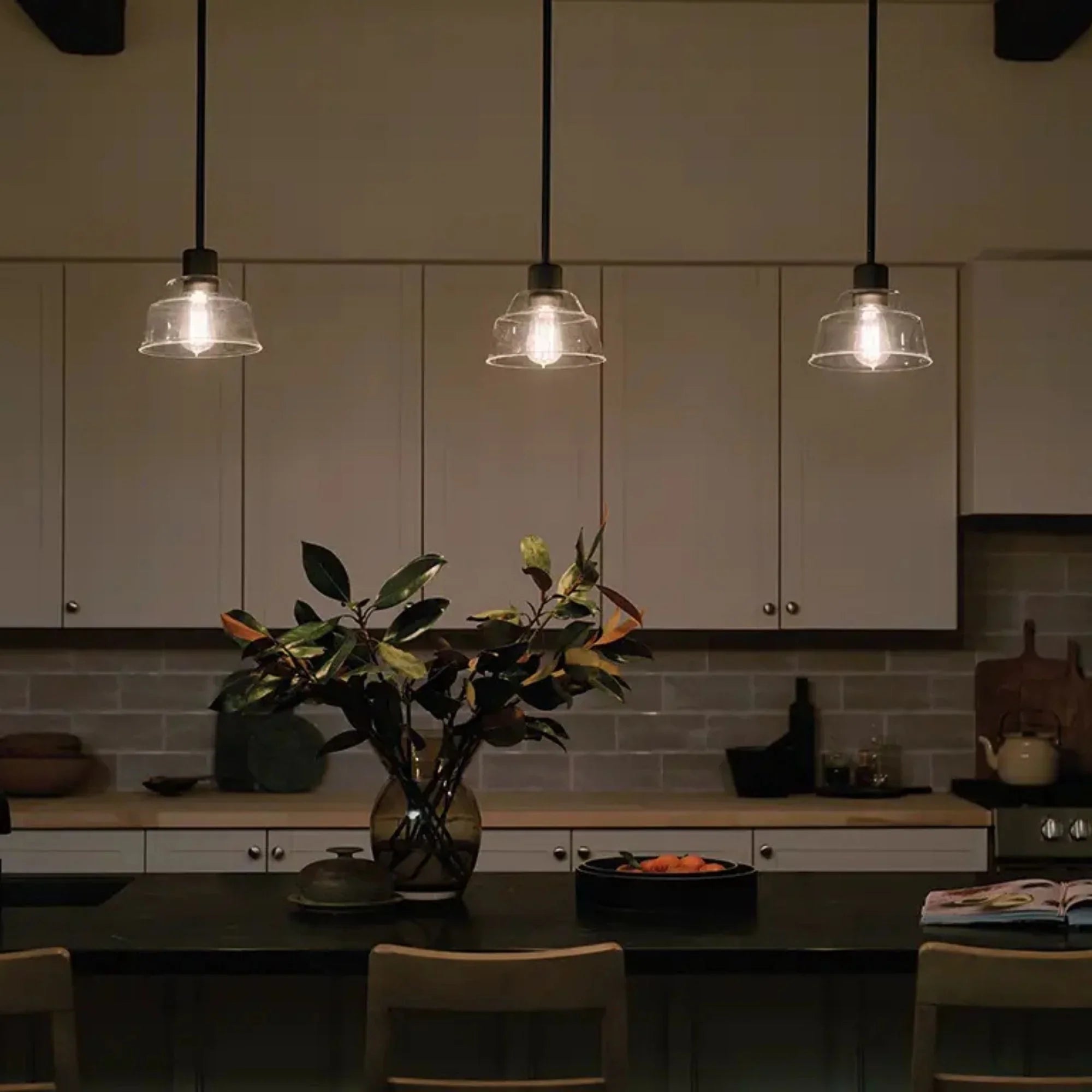 Kichler Eastmont 7.25 in. Mini Pendant, Black with Clear Glass