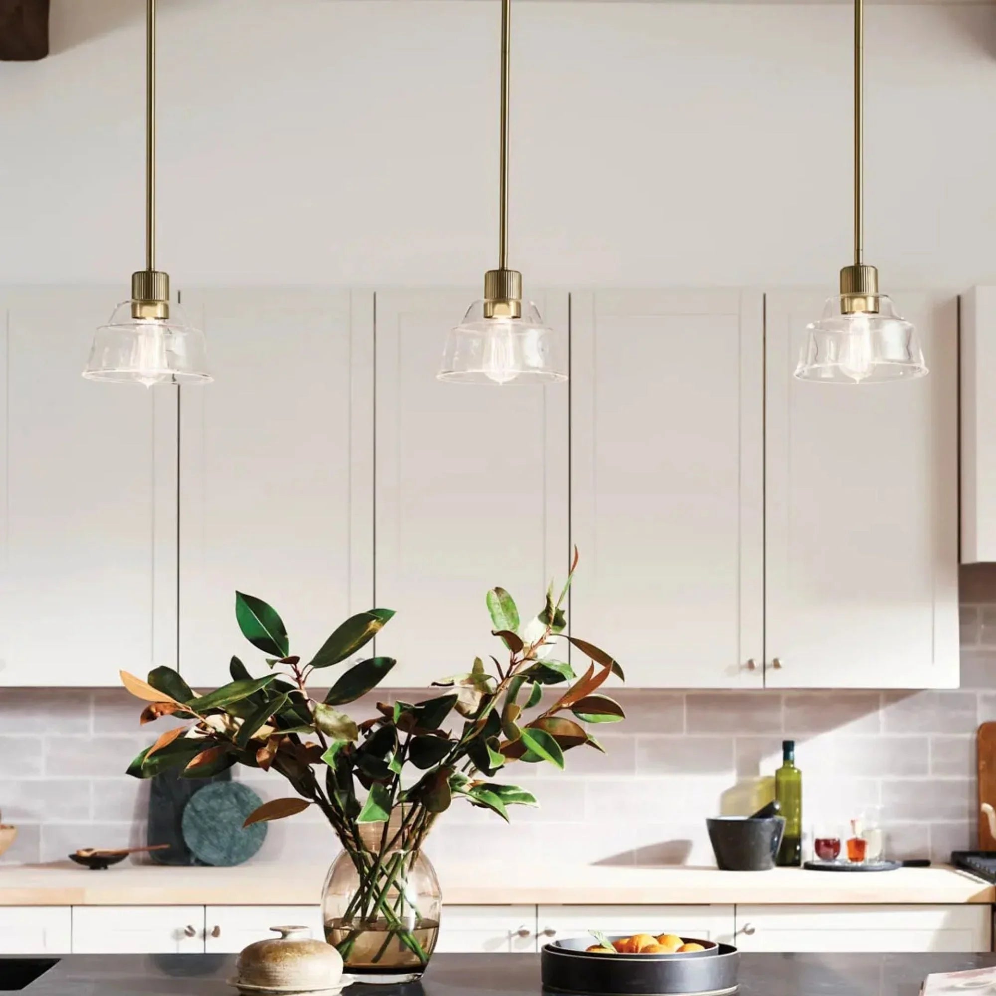 Kichler Eastmont 7.25 in. Mini Pendant, Brushed Natural Brass with Clear Glass