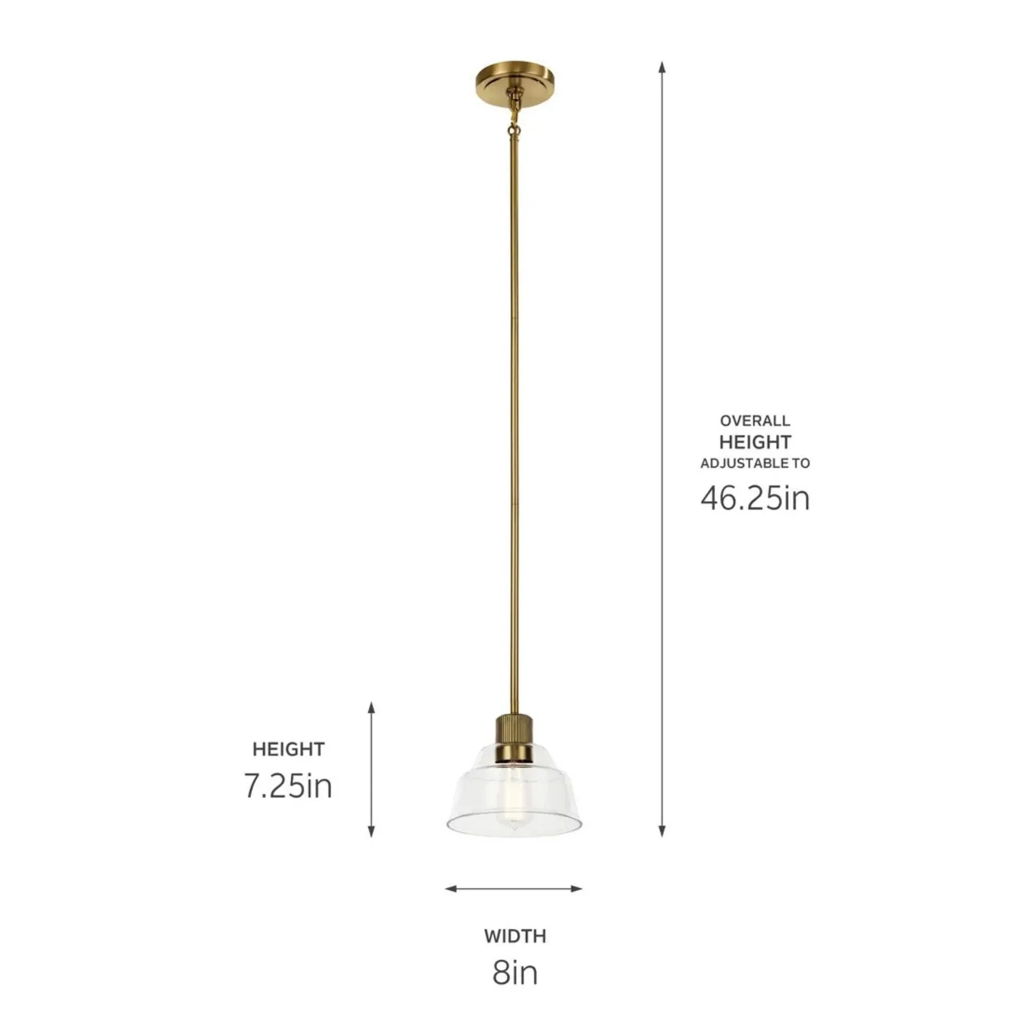 Kichler Eastmont 7.25 in. Mini Pendant, Brushed Natural Brass with Clear Glass