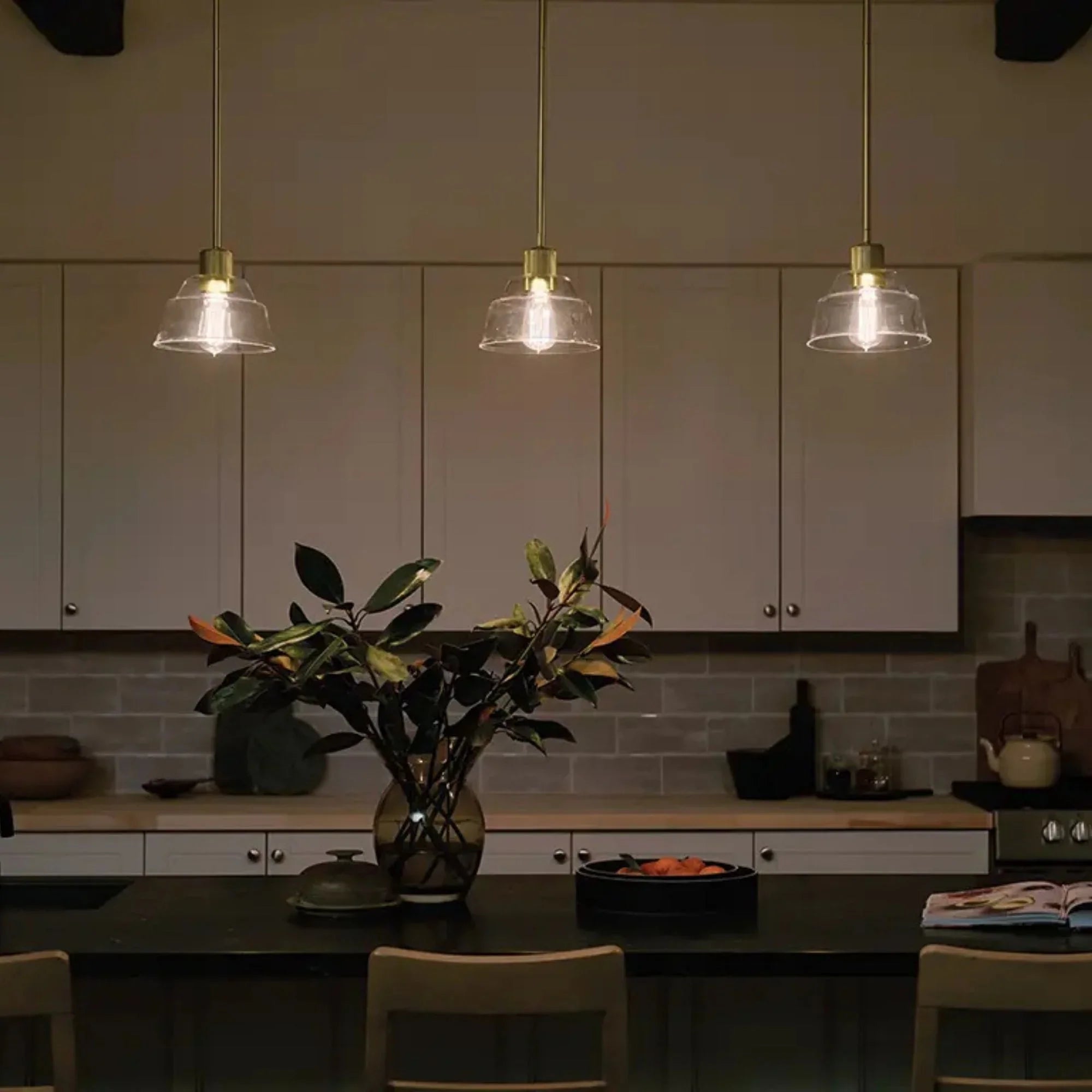 Kichler Eastmont 7.25 in. Mini Pendant, Brushed Natural Brass with Clear Glass