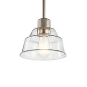 Kichler Eastmont 7.25 in. Mini Pendant, Polished Nickel & Walnut Wood with Clear Glass