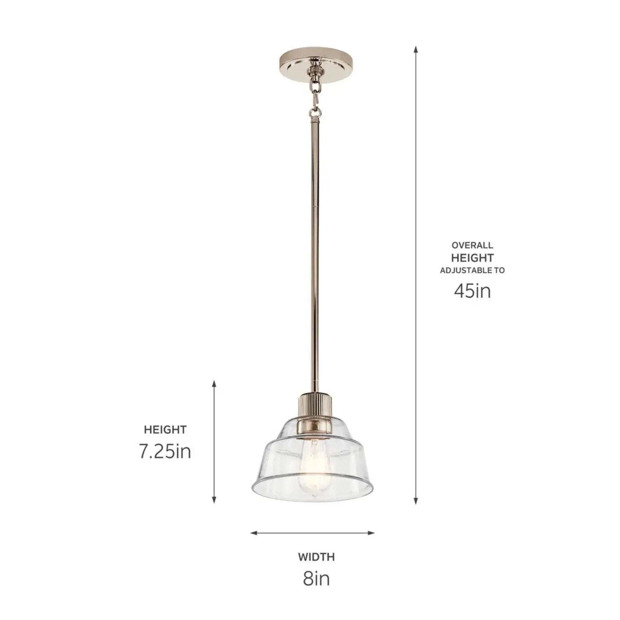 Kichler Eastmont 7.25 in. Mini Pendant, Polished Nickel & Walnut Wood with Clear Glass