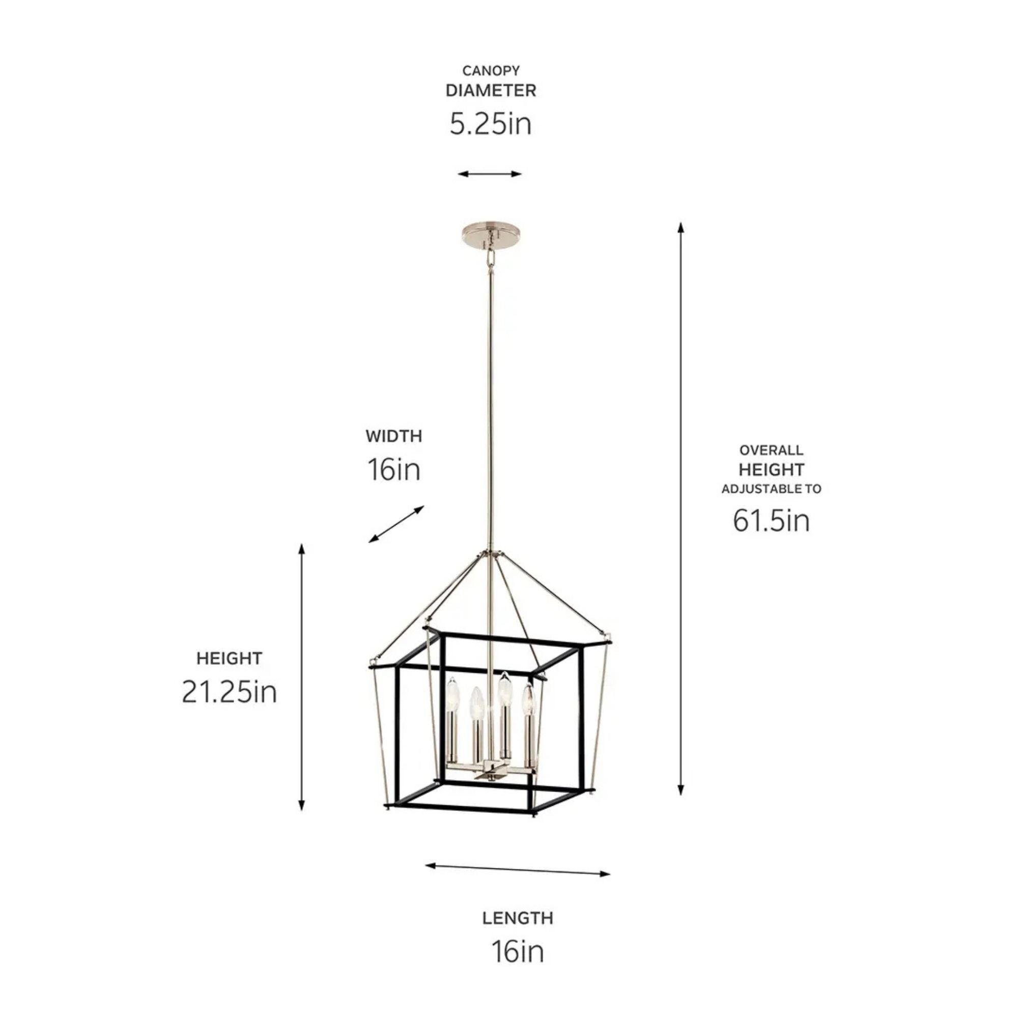 Eisley 16" 4-Light Foyer Pendant, Polished Nickel Finish