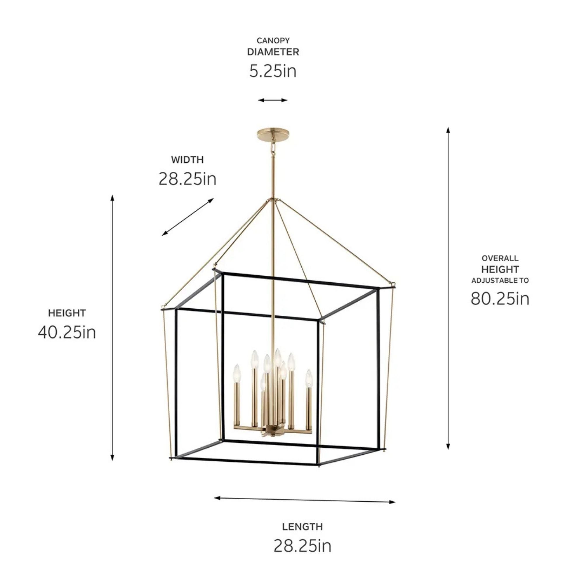 Eisley 28" 8-Light Foyer Pendant, Champagne Bronze Finish