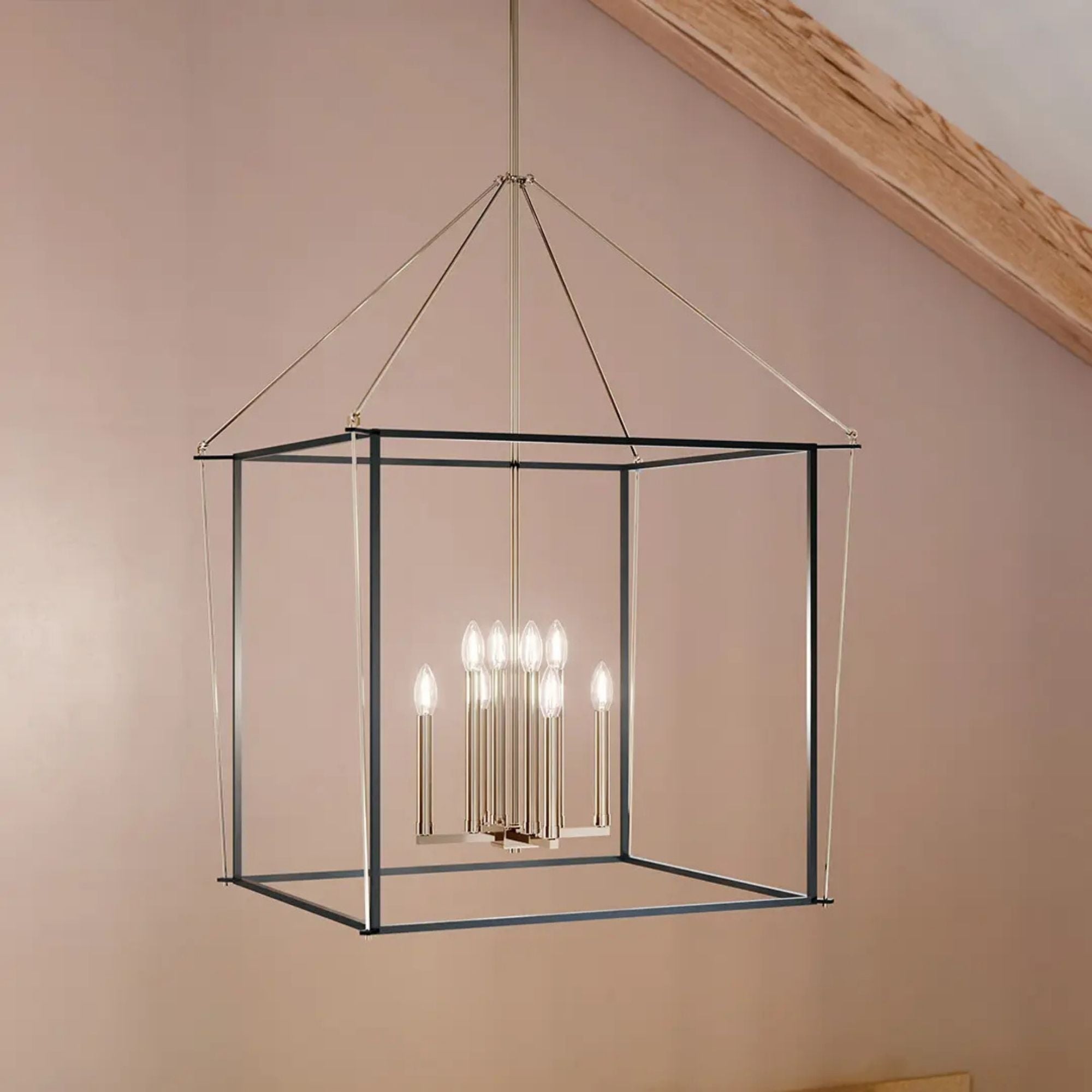 Eisley 28" 8-Light Foyer Pendant, Polished Nickel Finish