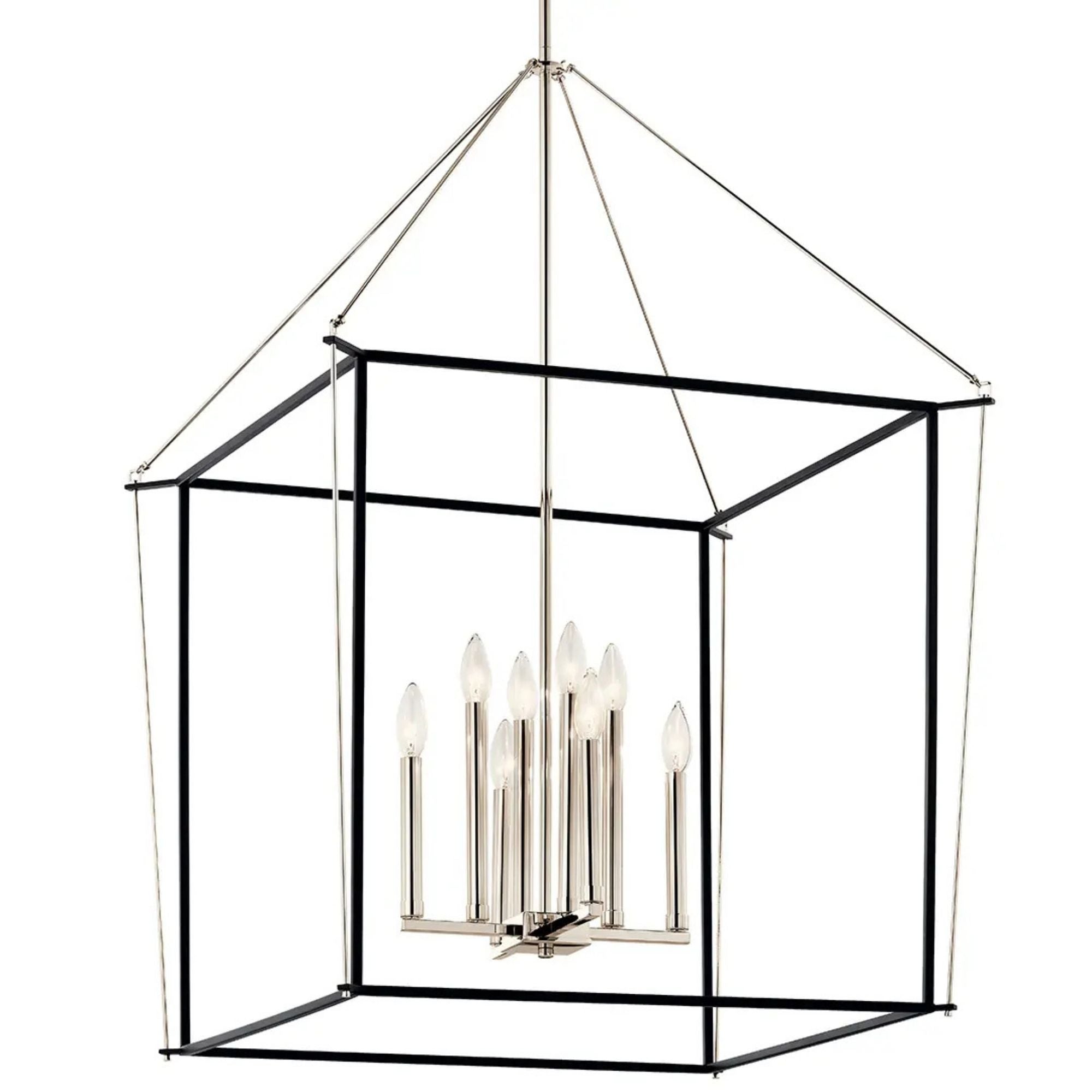Eisley 28" 8-Light Foyer Pendant, Polished Nickel Finish