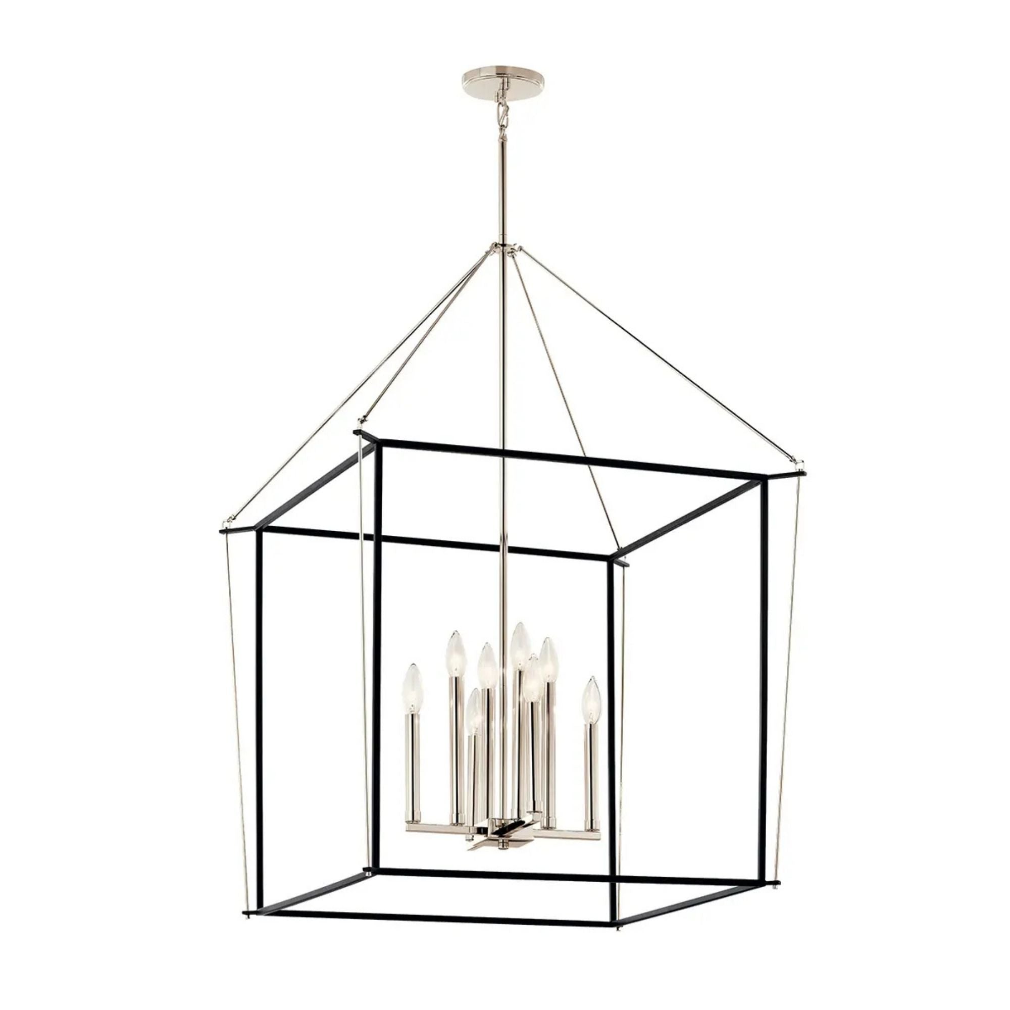 Eisley 28" 8-Light Foyer Pendant, Polished Nickel Finish