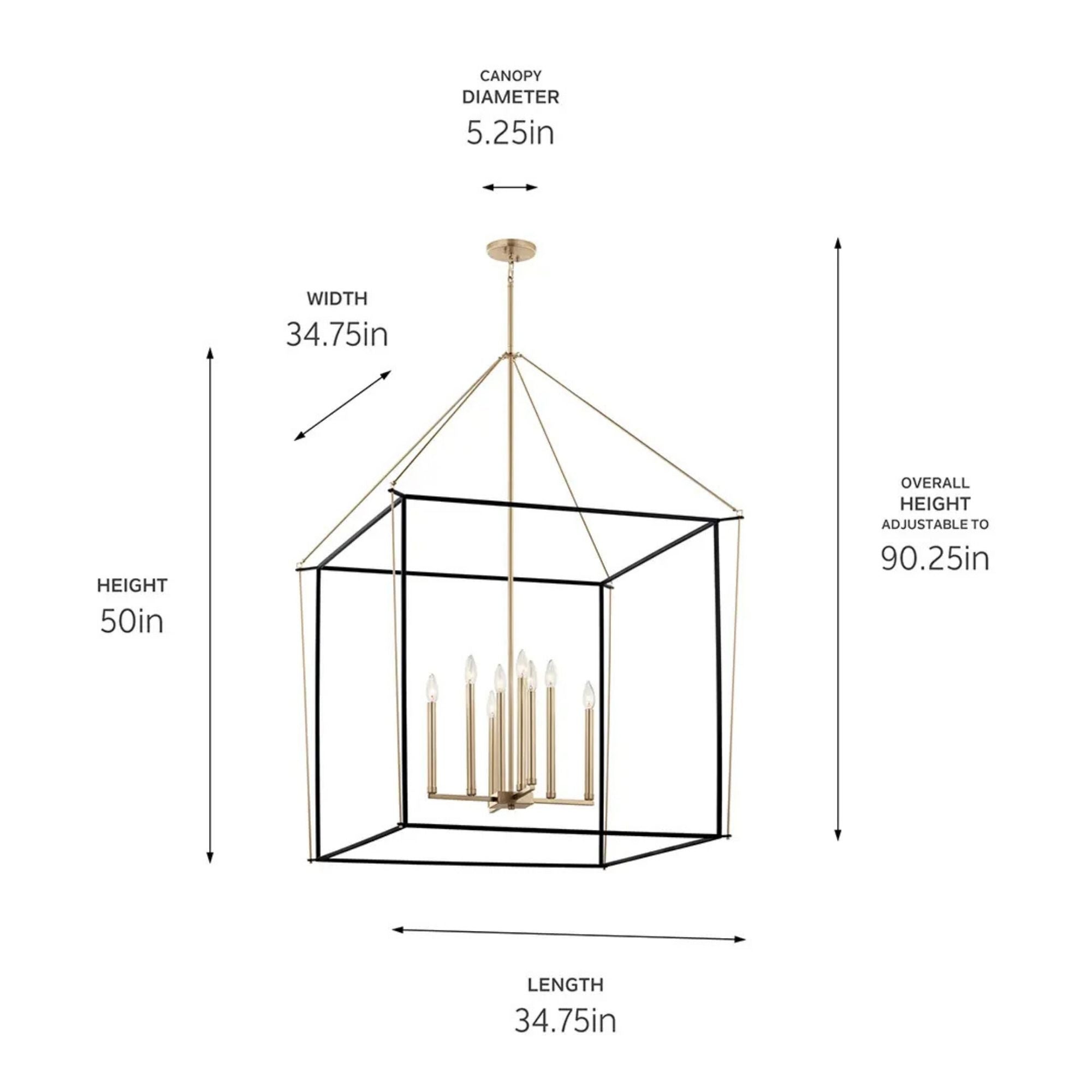 Eisley 35" 8-Light Foyer Pendant, Champagne Bronze Finish