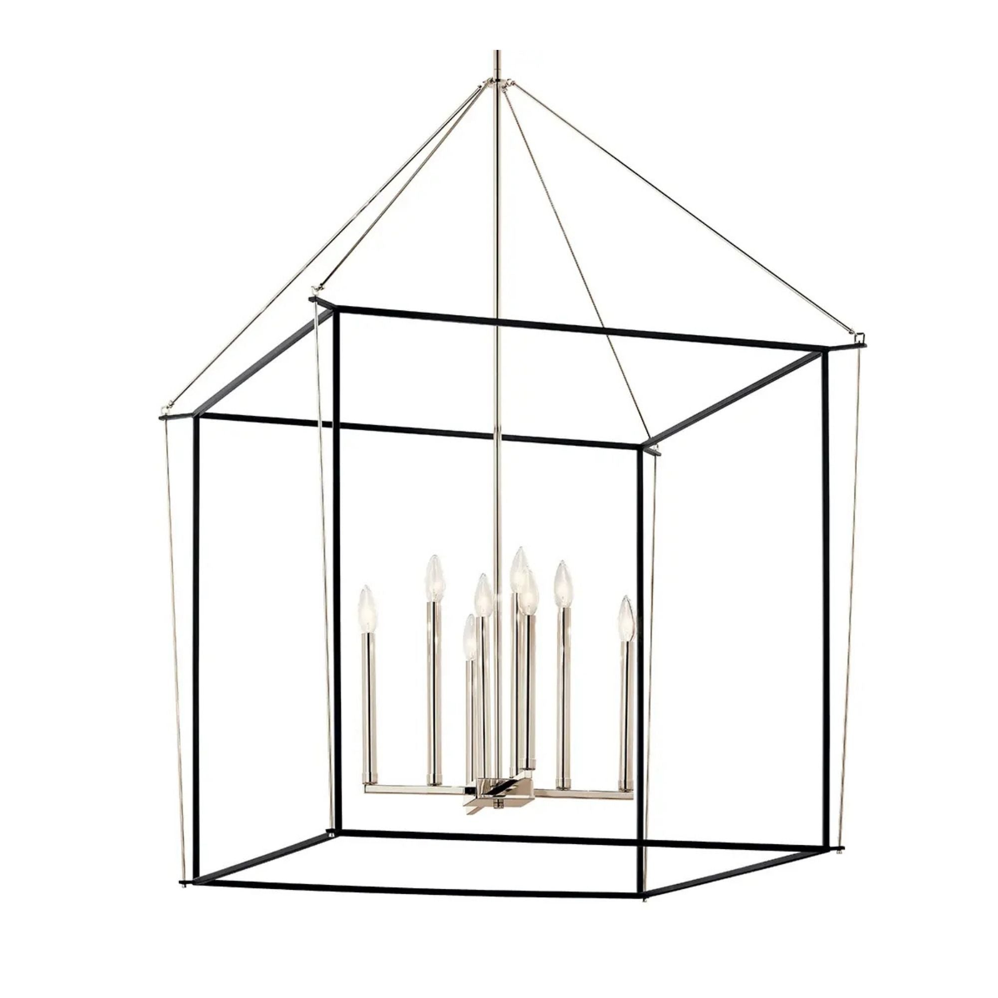 Eisley 35" 8-Light Foyer Pendant, Polished Nickel Finish