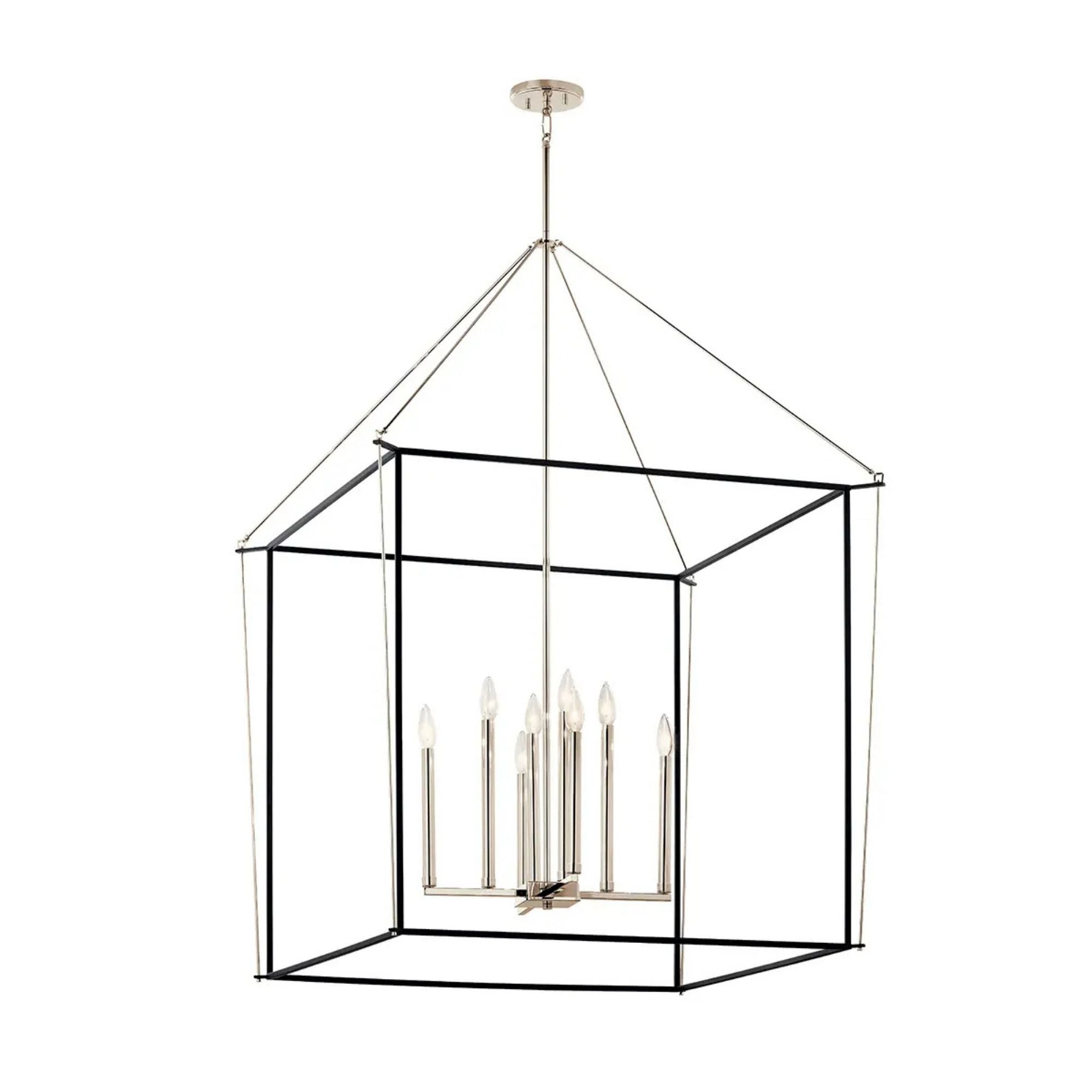 Eisley 35" 8-Light Foyer Pendant, Polished Nickel Finish