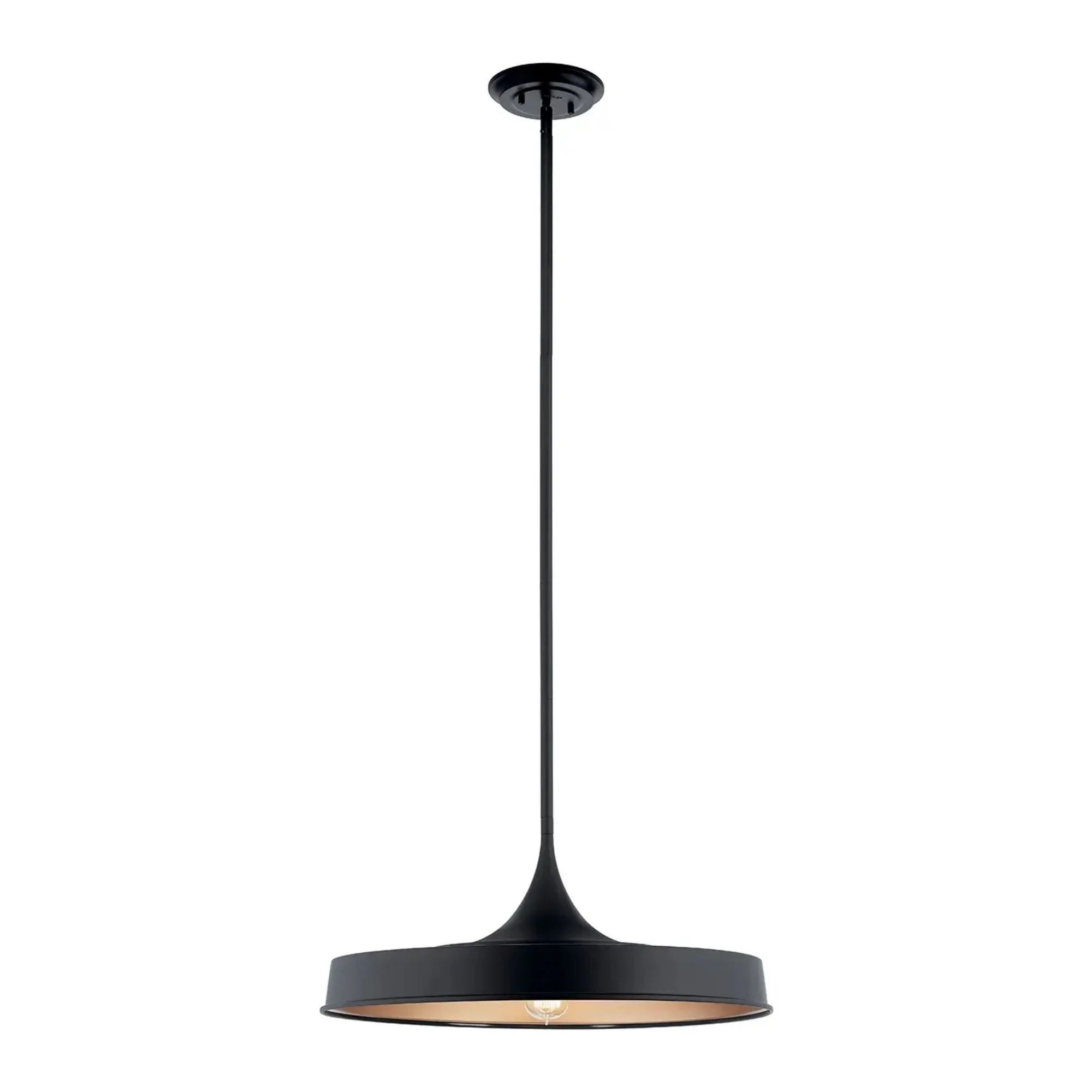 Kichler Elias 22 in. 1-Light Pendant, Black with Metal Dome Shade