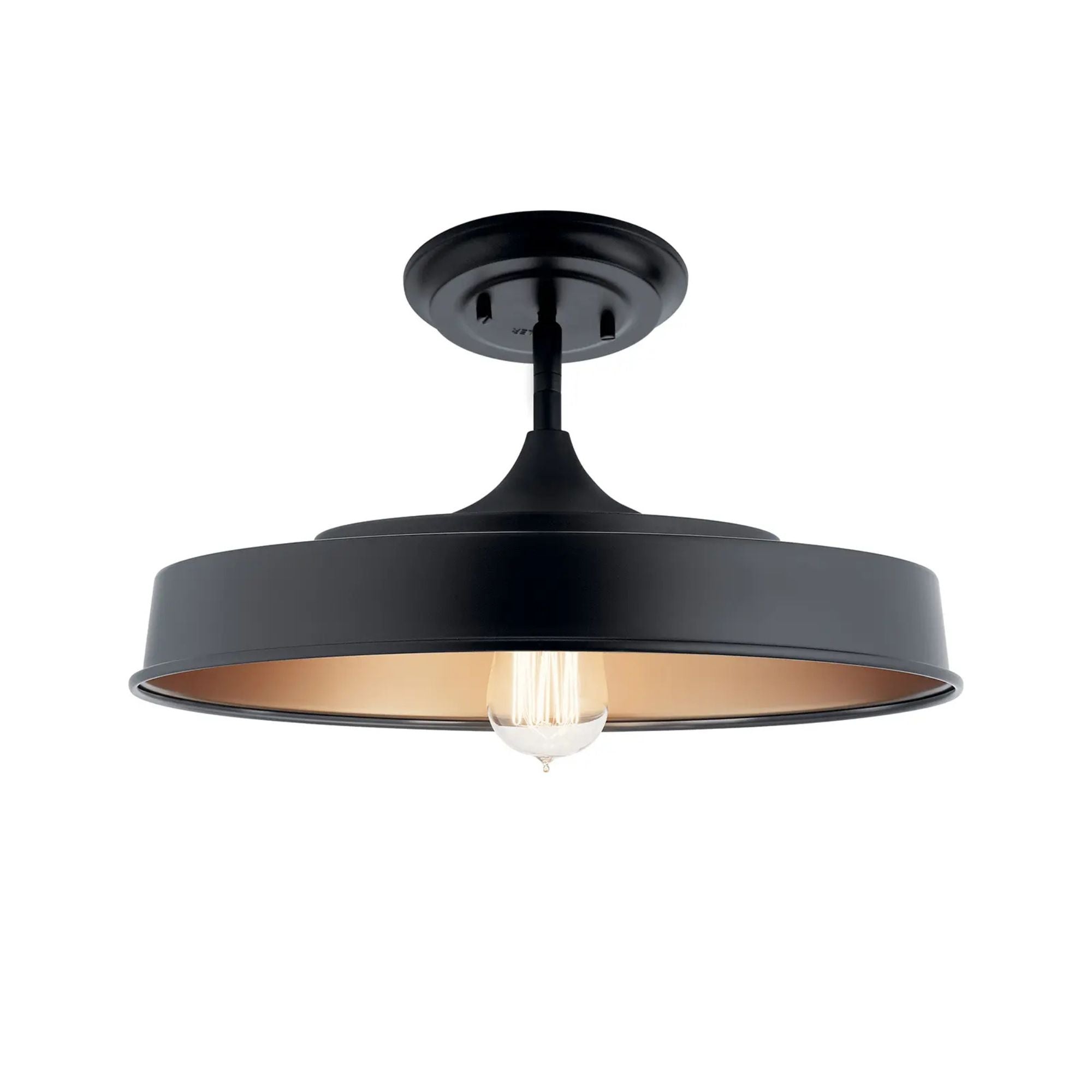 Elias 16" Semi-Flush Mount, Black Finish