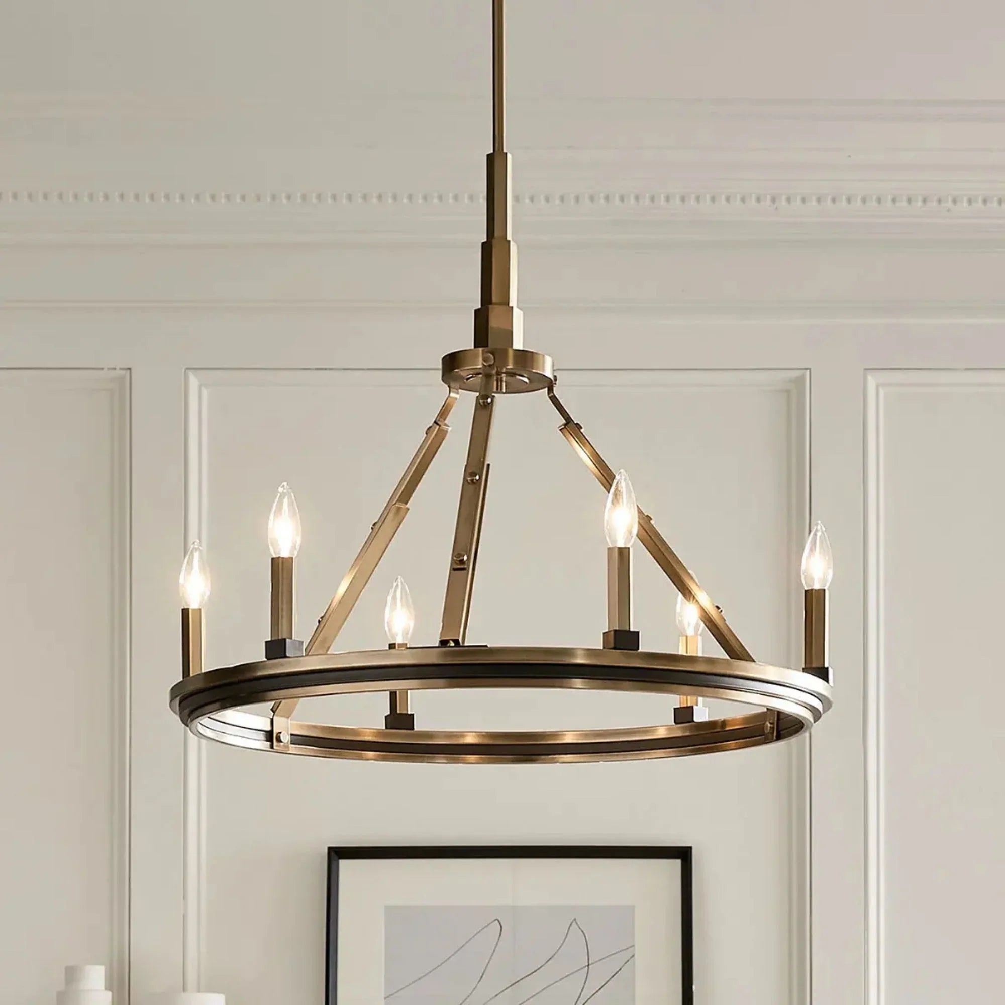 Kichler Emmala 26.75 in. 6-Light Chandelier, Brushed Natural Brass & Black