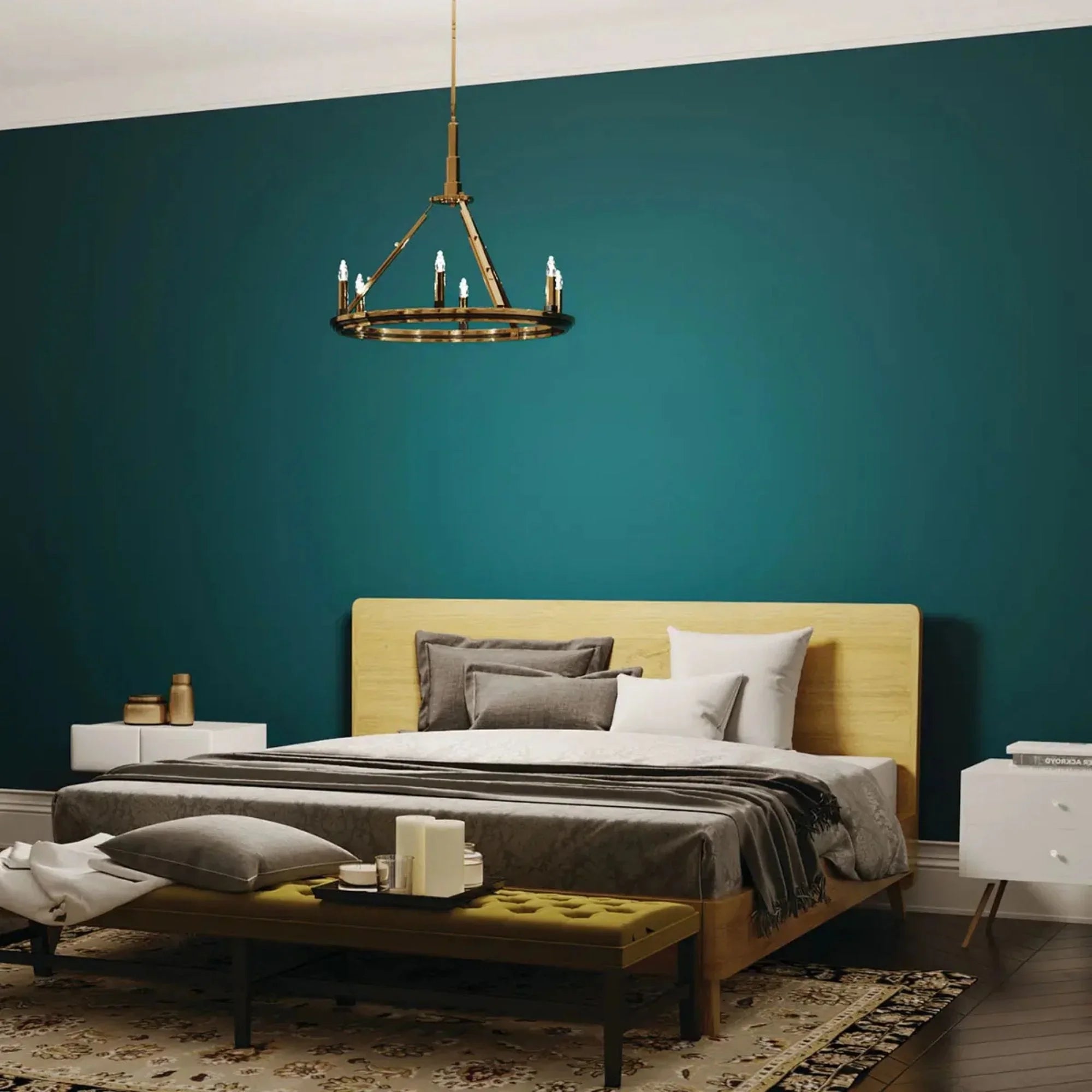Kichler Emmala 26.75 in. 6-Light Chandelier, Brushed Natural Brass & Black