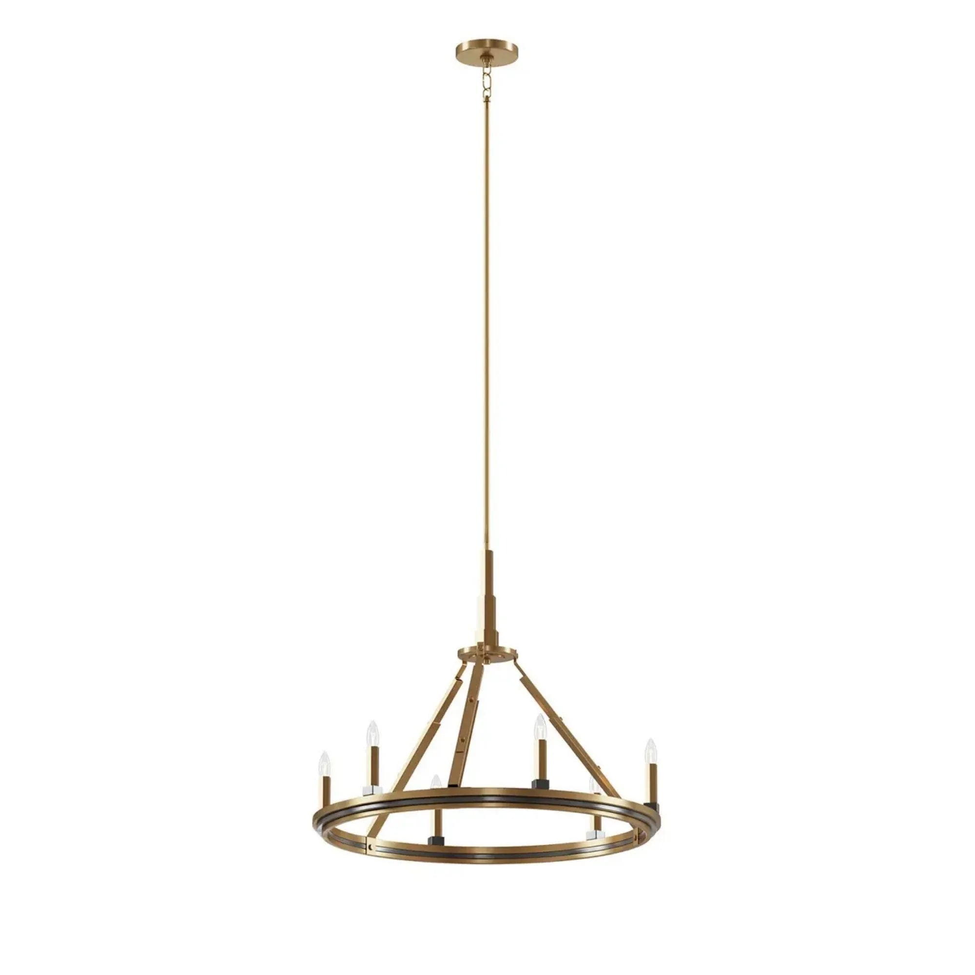 Kichler Emmala 26.75 in. 6-Light Chandelier, Brushed Natural Brass & Black