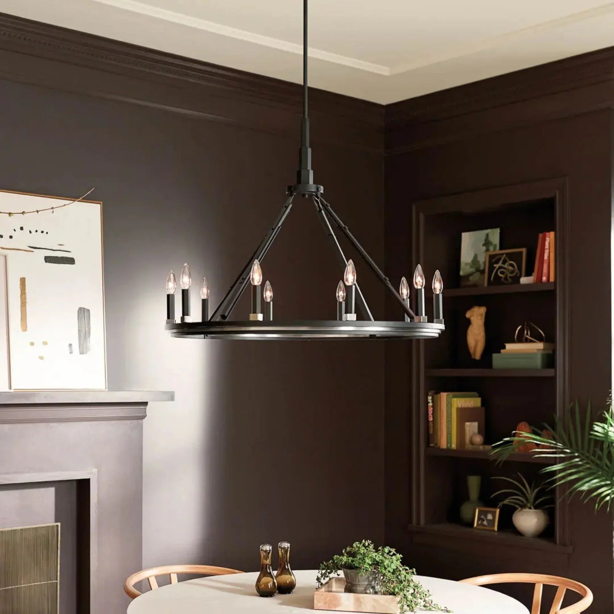 Kichler Emmala 34.25 in. 10-Light Chandelier, Black & Brushed Nickel