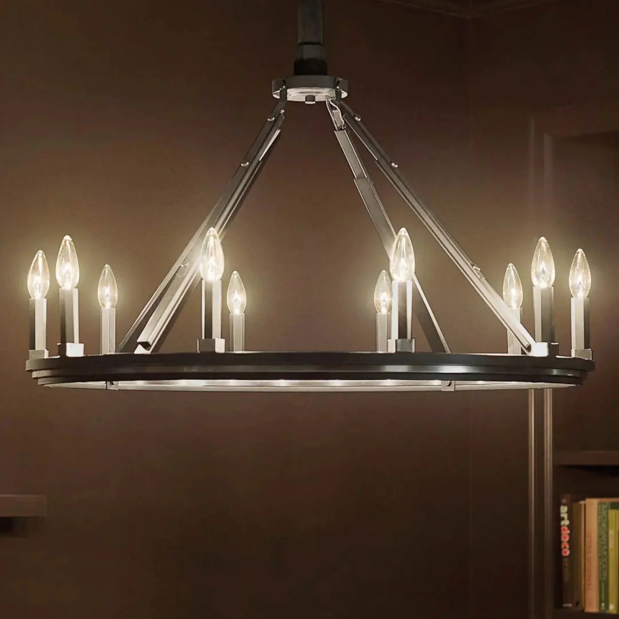 Kichler Emmala 34.25 in. 10-Light Chandelier, Black & Brushed Nickel