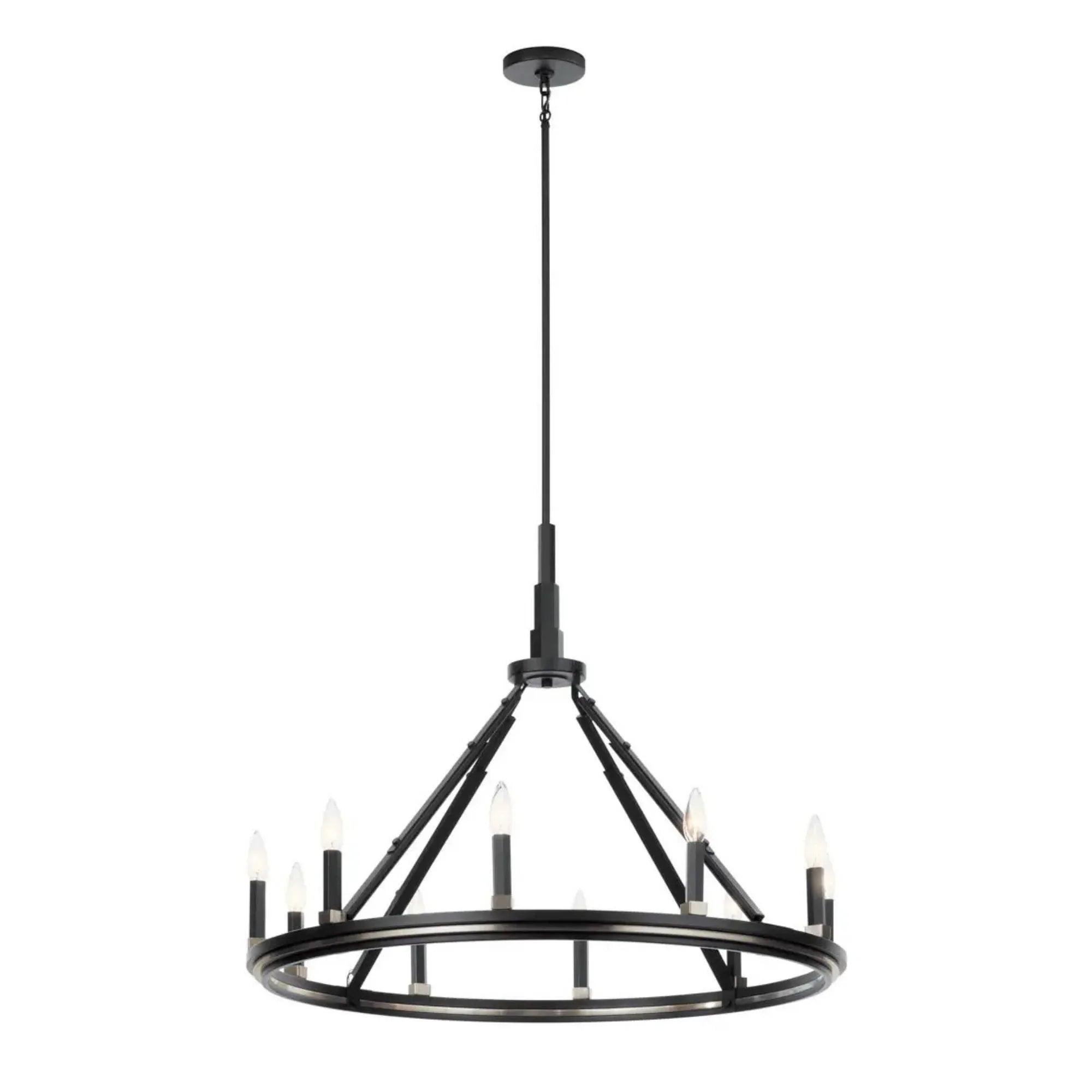 Kichler Emmala 34.25 in. 10-Light Chandelier, Black & Brushed Nickel
