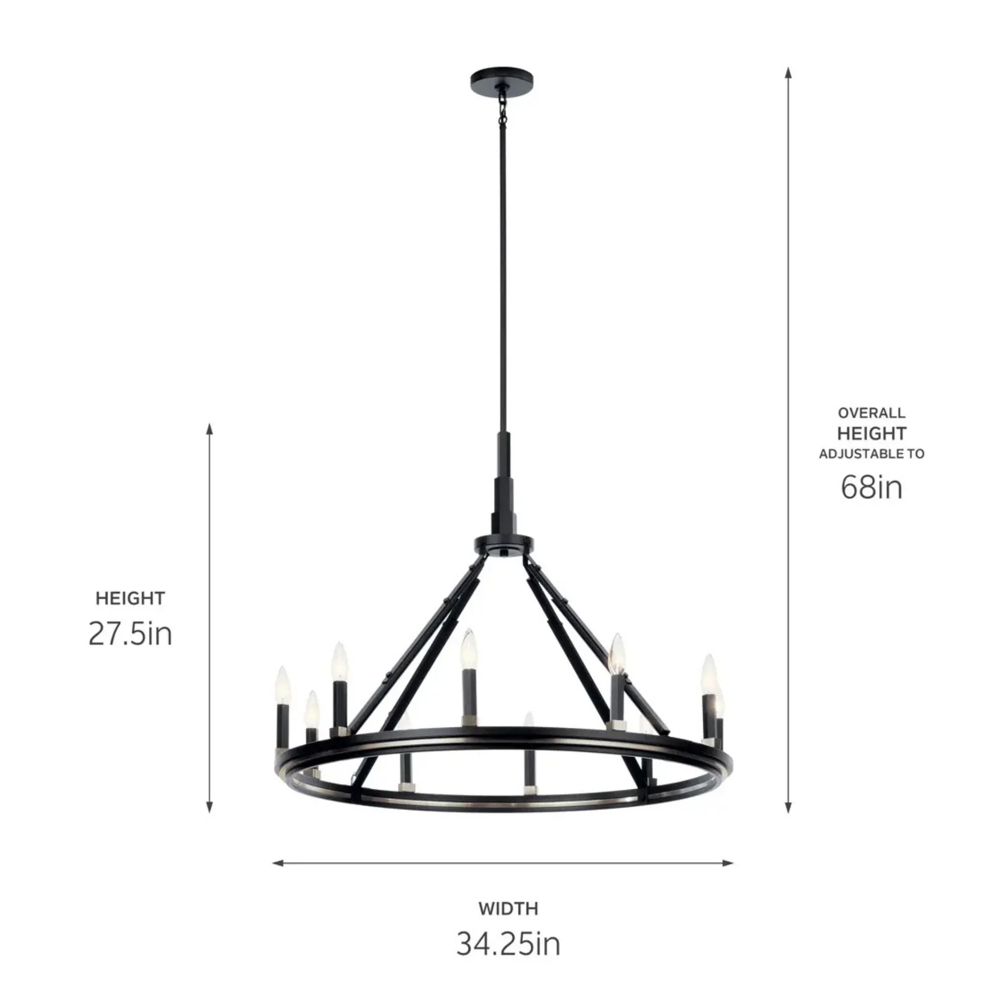 Kichler Emmala 34.25 in. 10-Light Chandelier, Black & Brushed Nickel